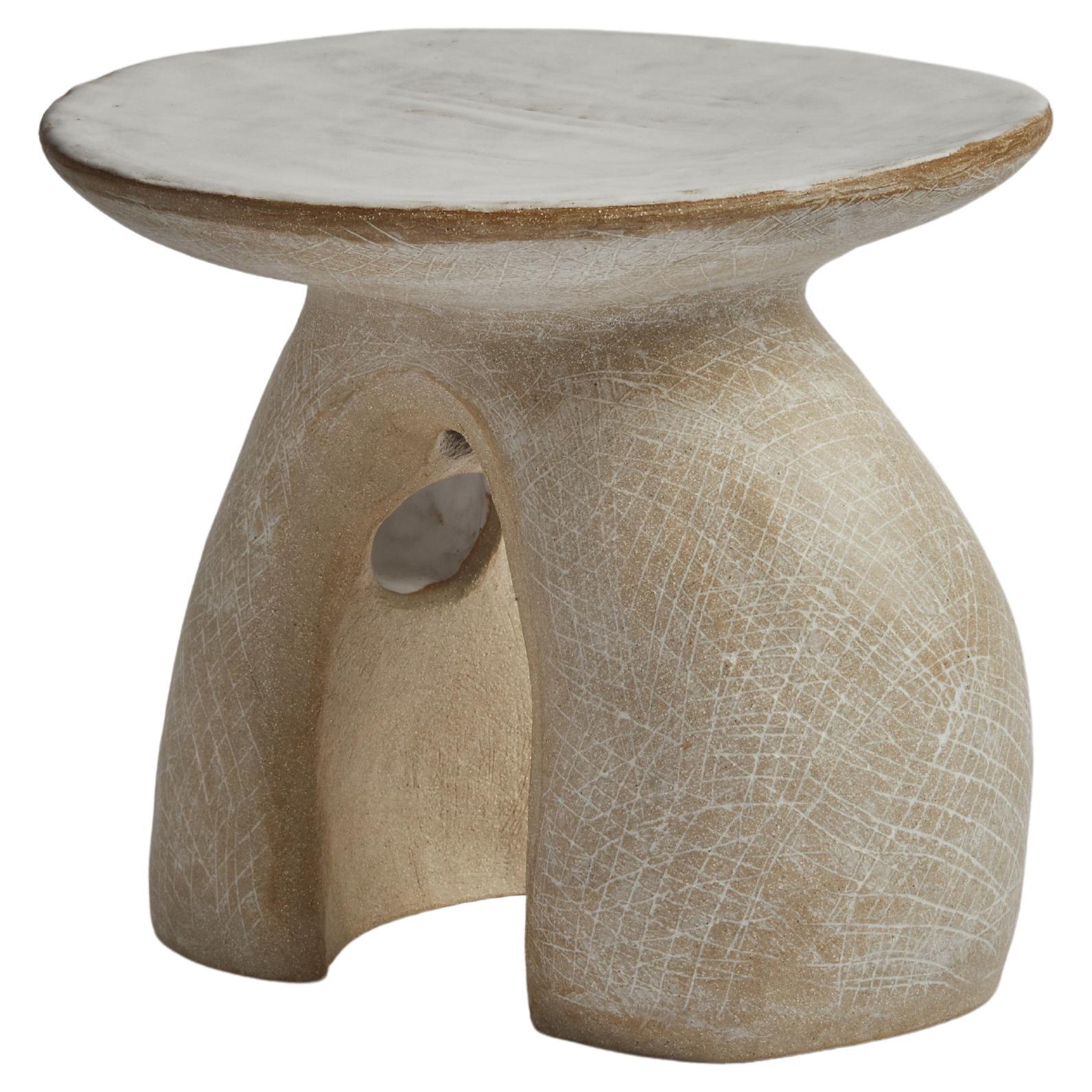 Hand Built Sculptural Ceramic Side Table For Sale