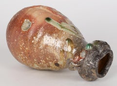 Hajimo Kato Hand Built Wood Fired Twin Handled Studio Pottery Vase