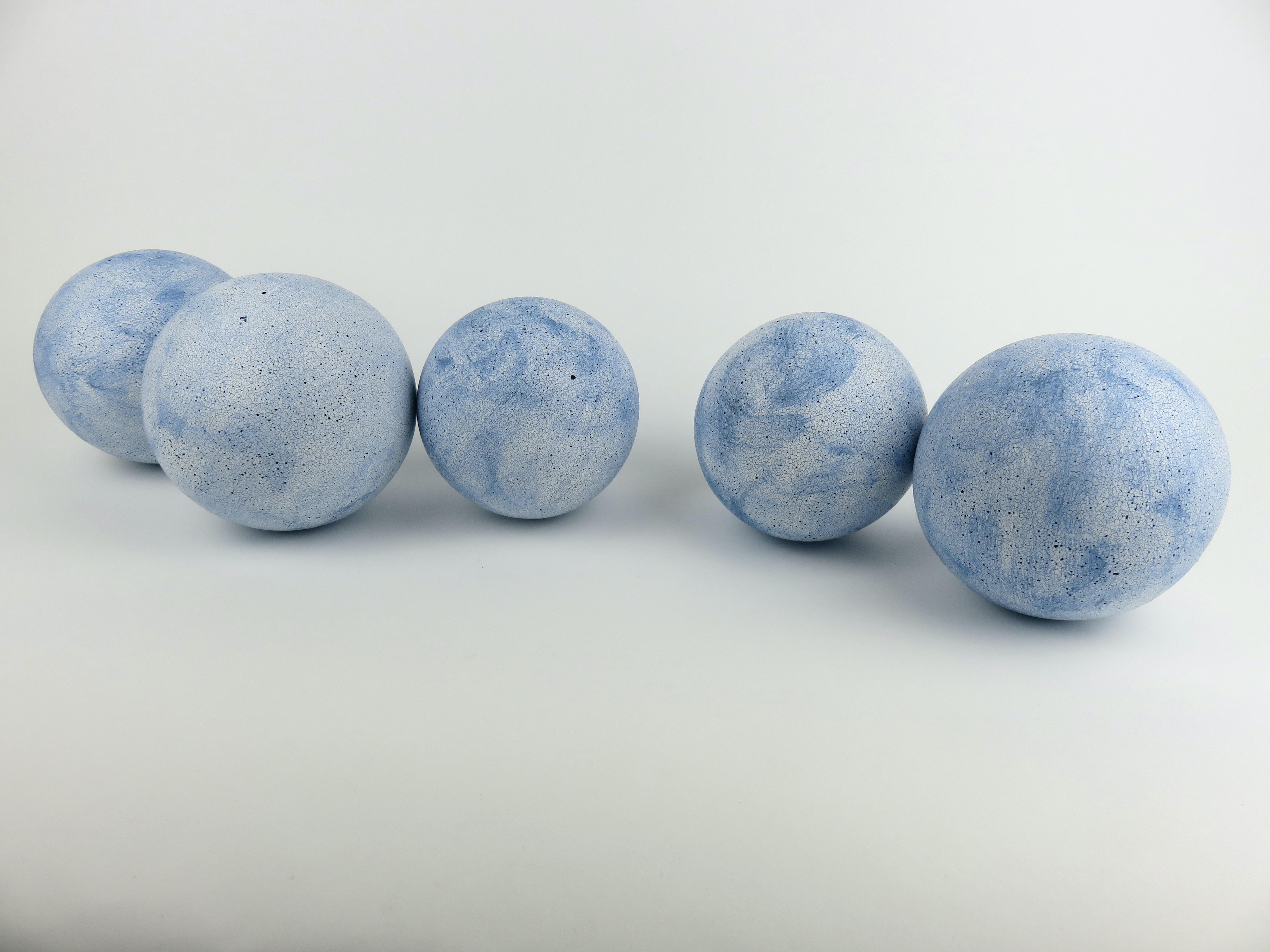 Hand Built Sky Blue Ceramic Spheres, Terra Sigilatta & Cobalt Oxide For Sale 5