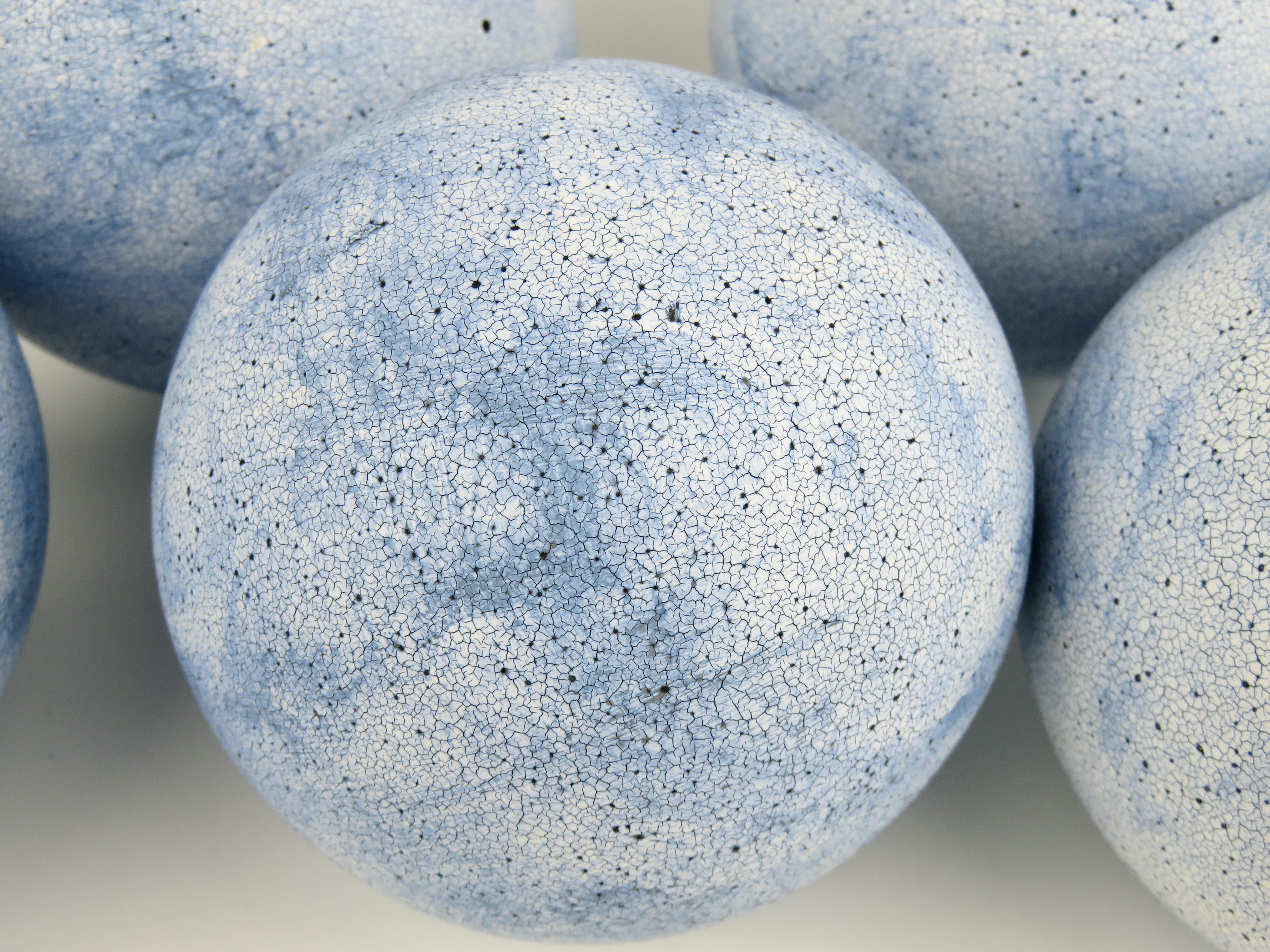 Hand Built Sky Blue Ceramic Spheres, Terra Sigilatta & Cobalt Oxide In New Condition For Sale In New York, NY