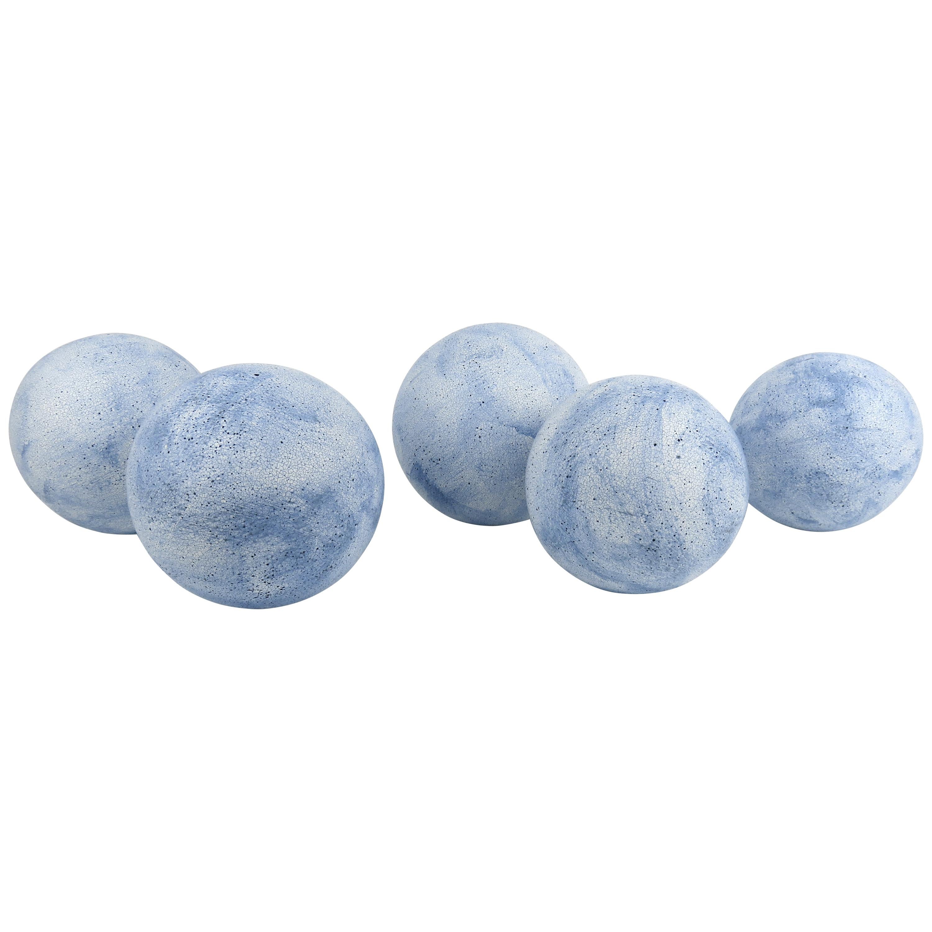 Handgefertigte Himmelblaue Kugeln aus Keramik, Terra Sigilatta und kobaltblauer Oxide im Angebot