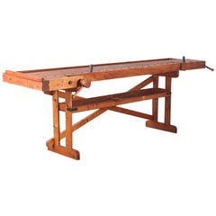 Antique Hand-Built Workbench with Two Vices
