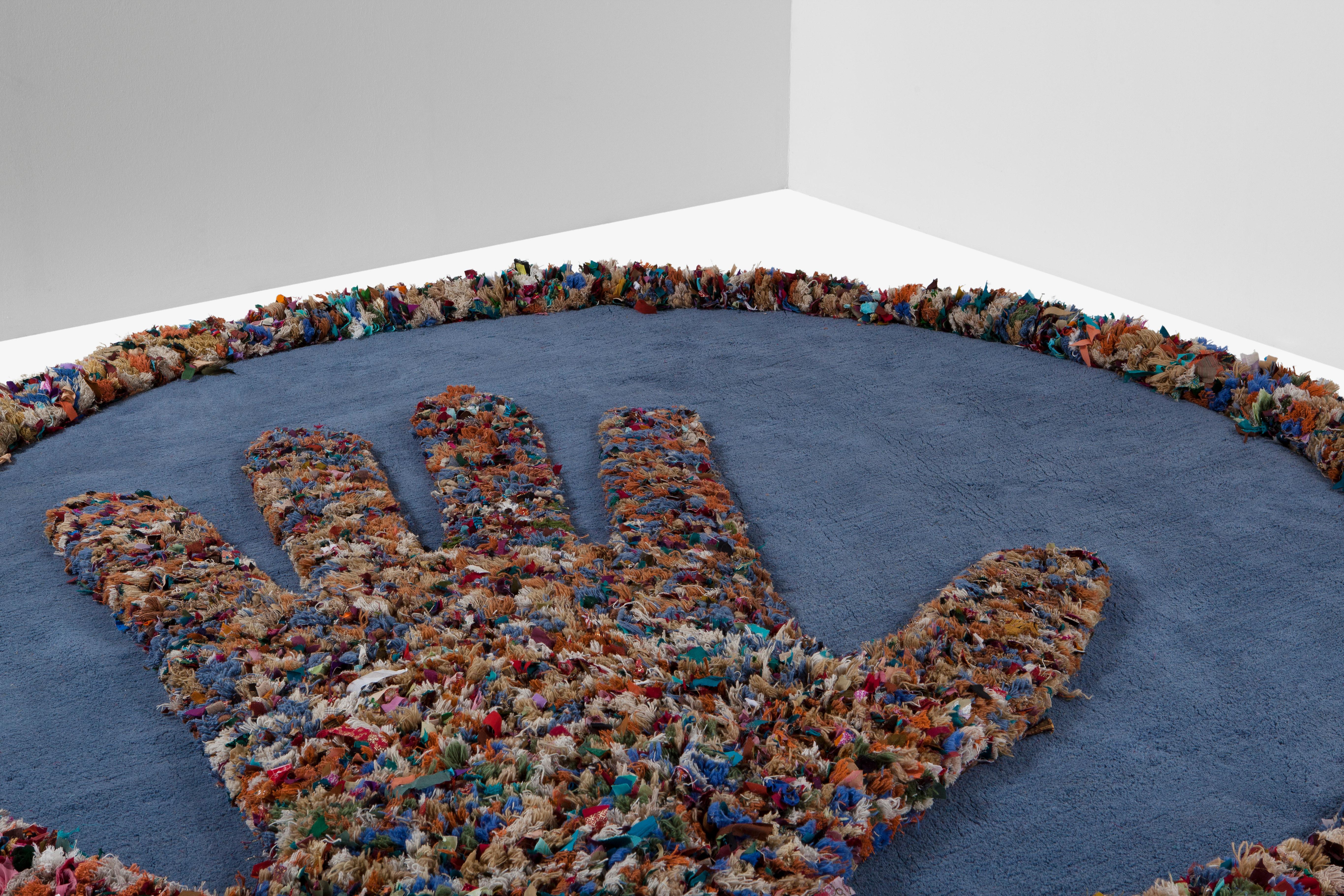 Hand Carpet, Hand Knotted in Wool and Recycled Fabrics, Lorenzo Damiani For Sale 3