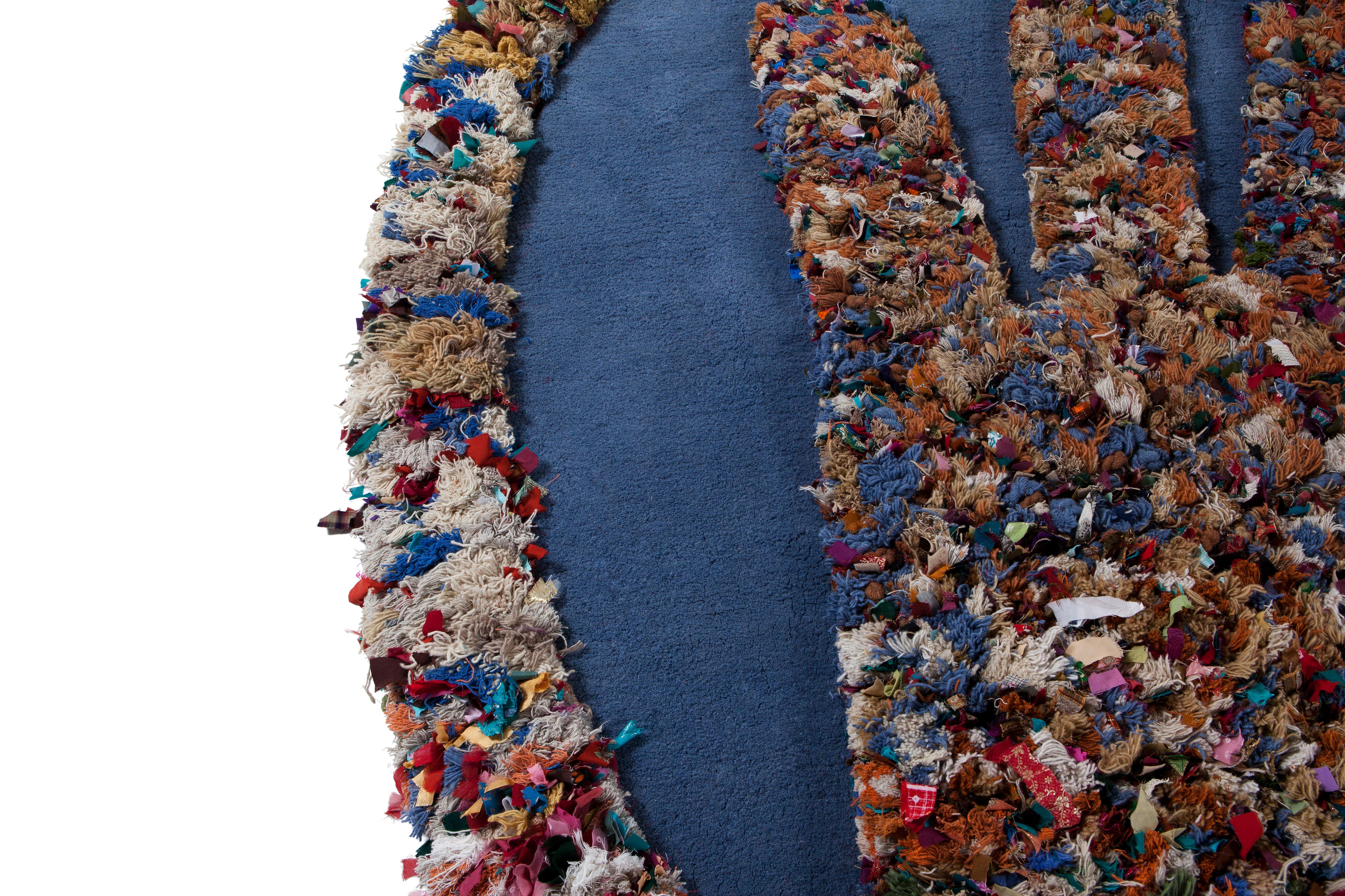 Hand Carpet, Hand Knotted in Wool and Recycled Fabrics, Lorenzo Damiani For Sale 1