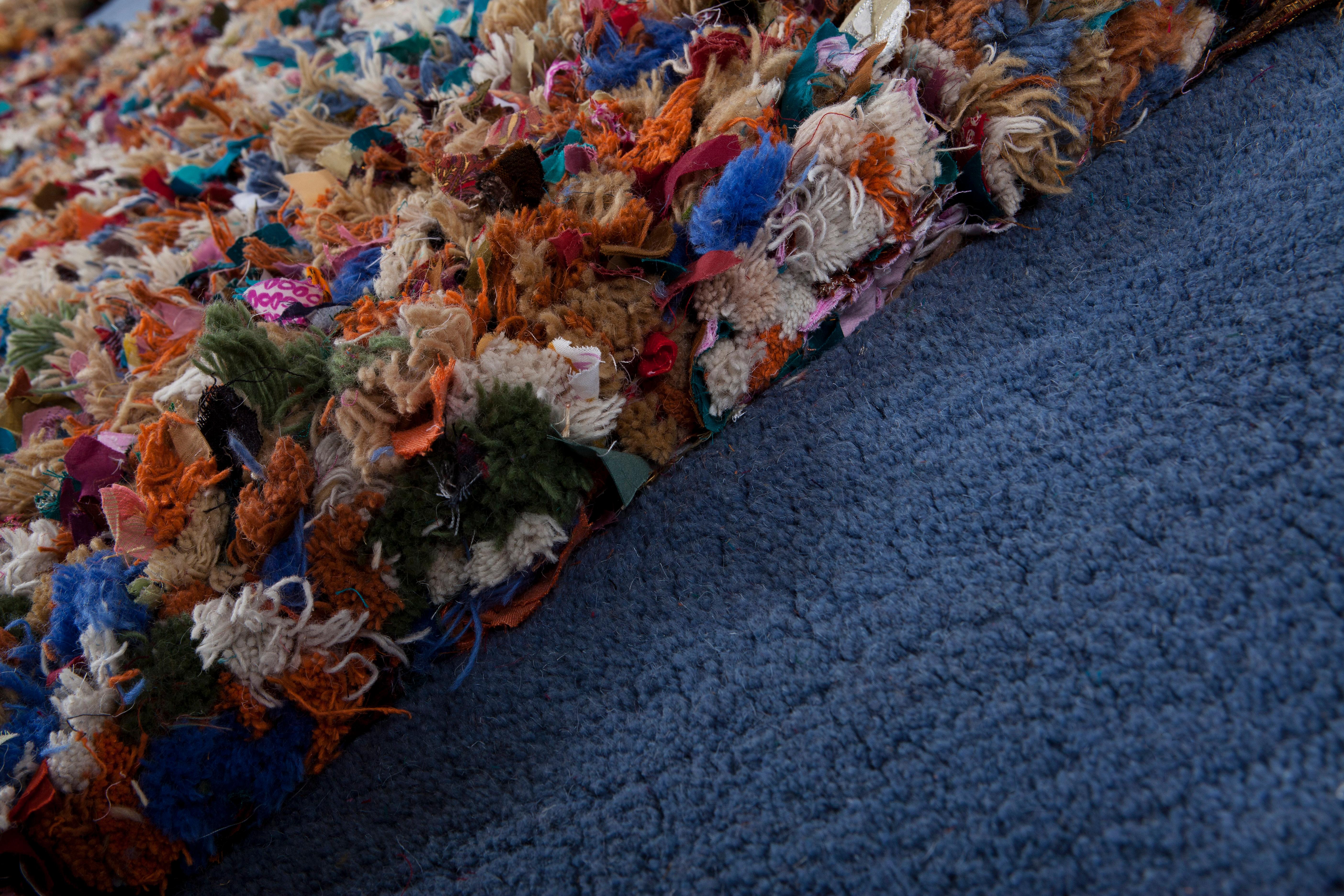 Hand Carpet, Hand Knotted in Wool and Recycled Fabrics, Lorenzo Damiani For Sale 2