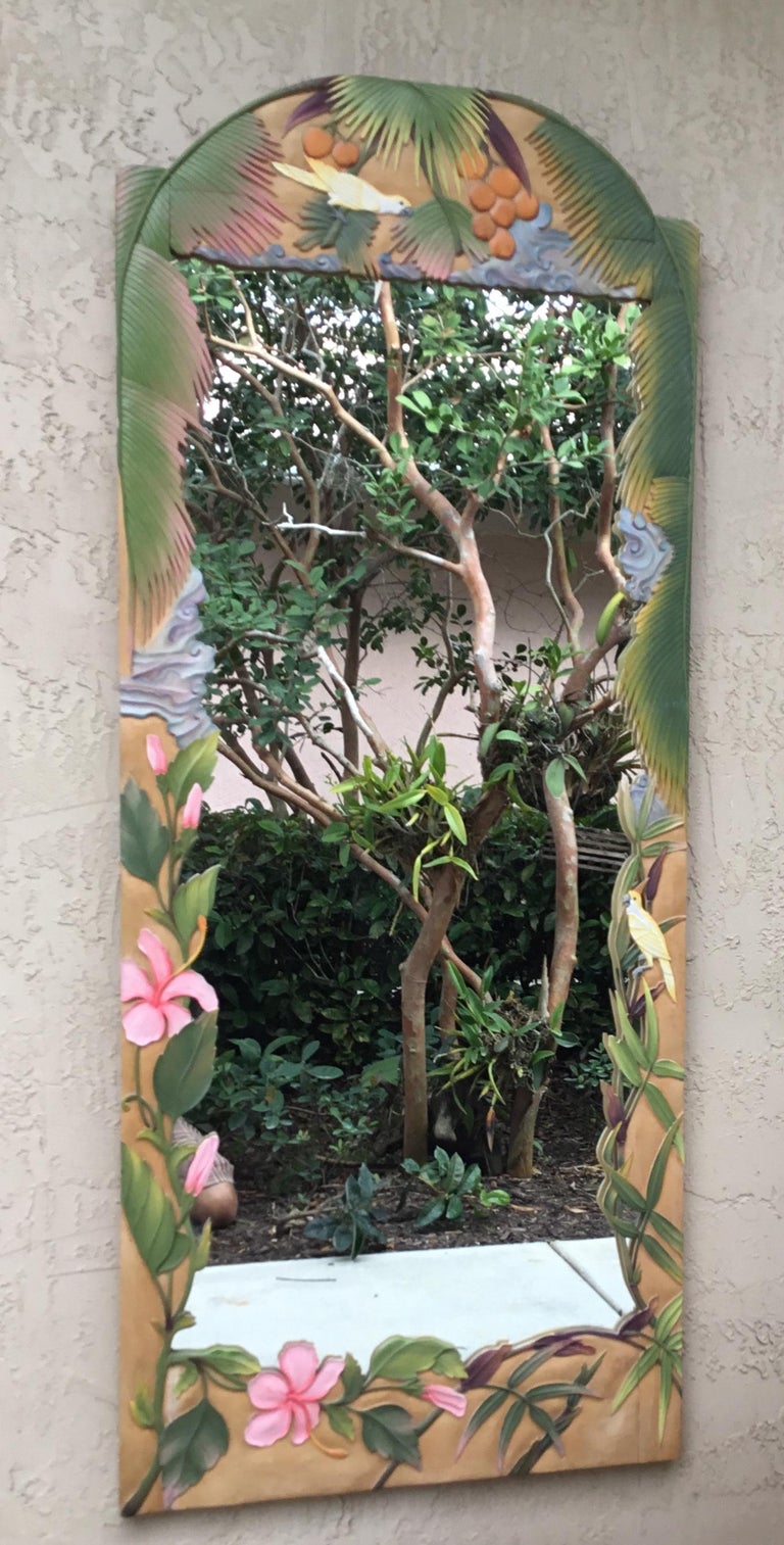 Hand Carved Wood Full Length Wall Mirror at 1stDibs