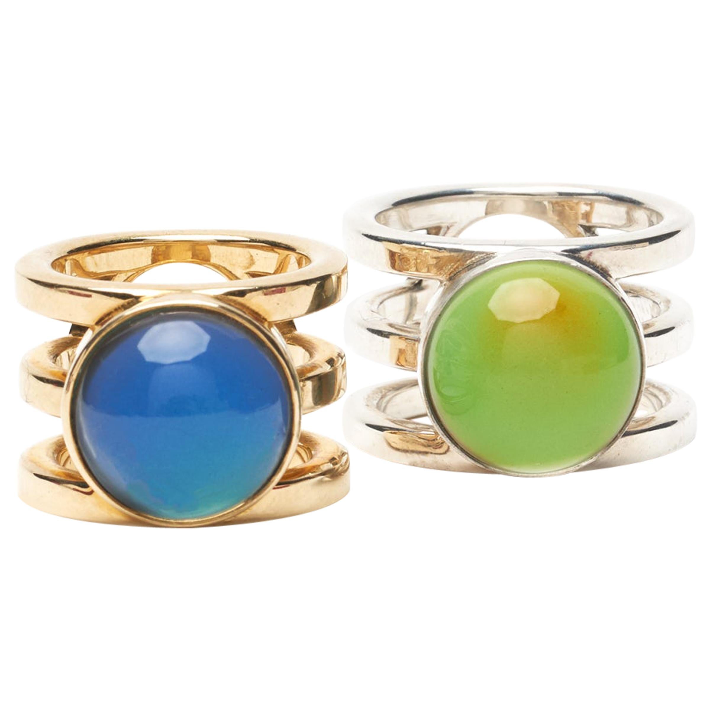 Hand Carved 14 Karat Yellow or White Gold Kind of Mood Ring by S A D É. For Sale