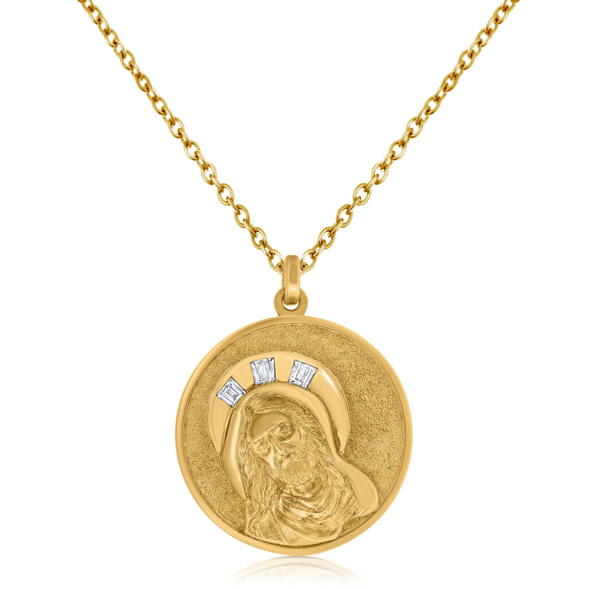 Hand Carved 18K Yellow Gold Jesus Medallion Custom Made for the Pope of Vatican

Hand carved from a drawing and made to order for a government official, this one of a kind 18k yellow gold Jesus medallion was set to be gifted to the pope during his