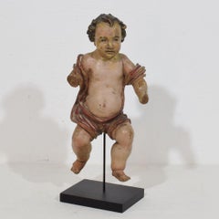 Handgeschnitzte barocke Engelsskulptur, 18. Jahrhundert, Spanien, CIRCA 1750