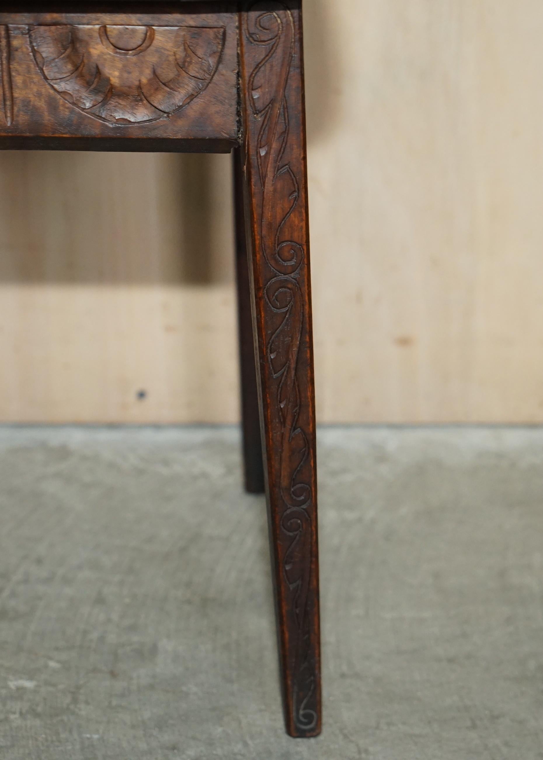 Early 20th Century Hand Carved 1914-1919 WWI Side Table Must See Pictures One of a Kind Piece For Sale