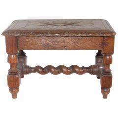 Antique Hand Carved 19th Century English Foot Stool
