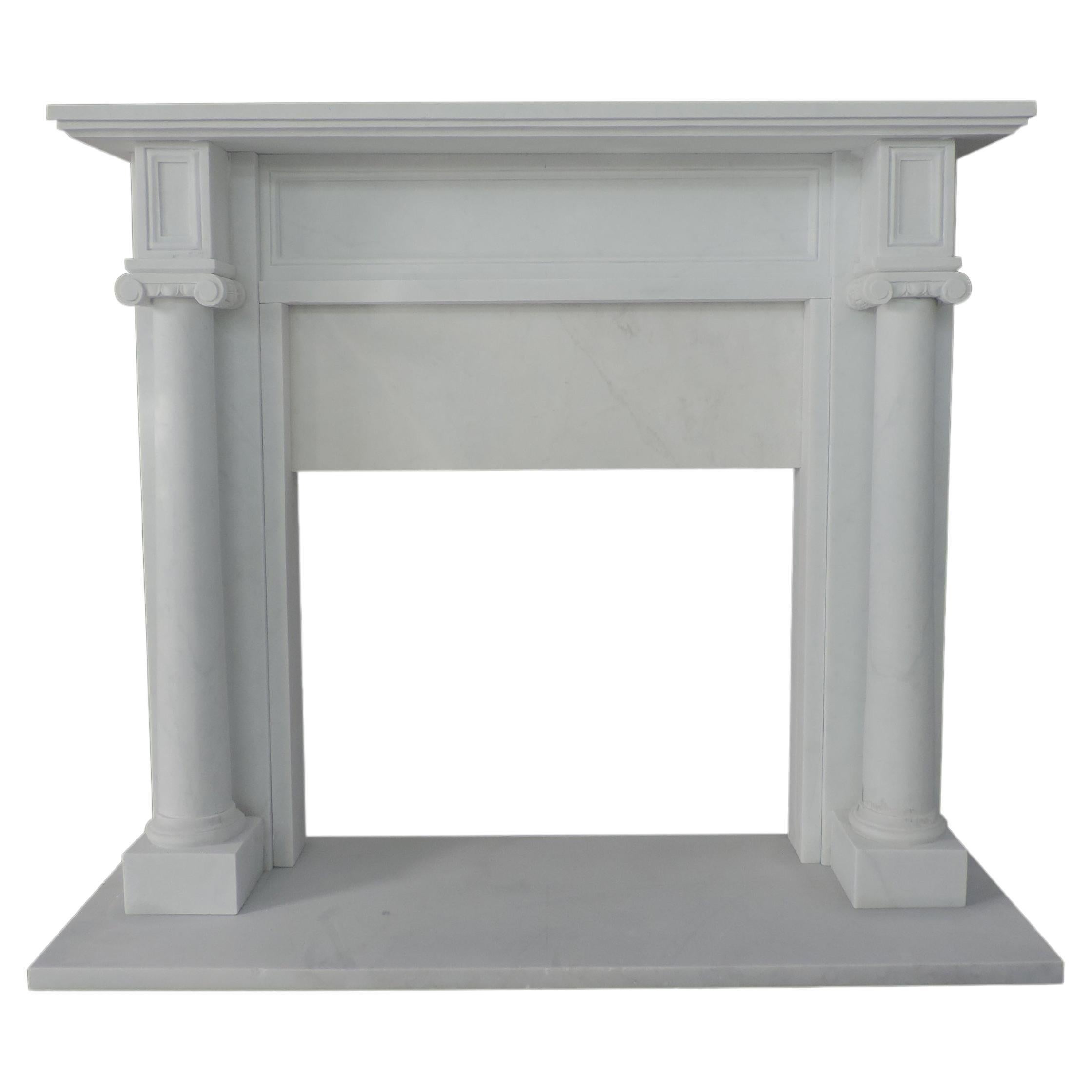 Hand Carved 19th Century English Style Marble Fire Surround