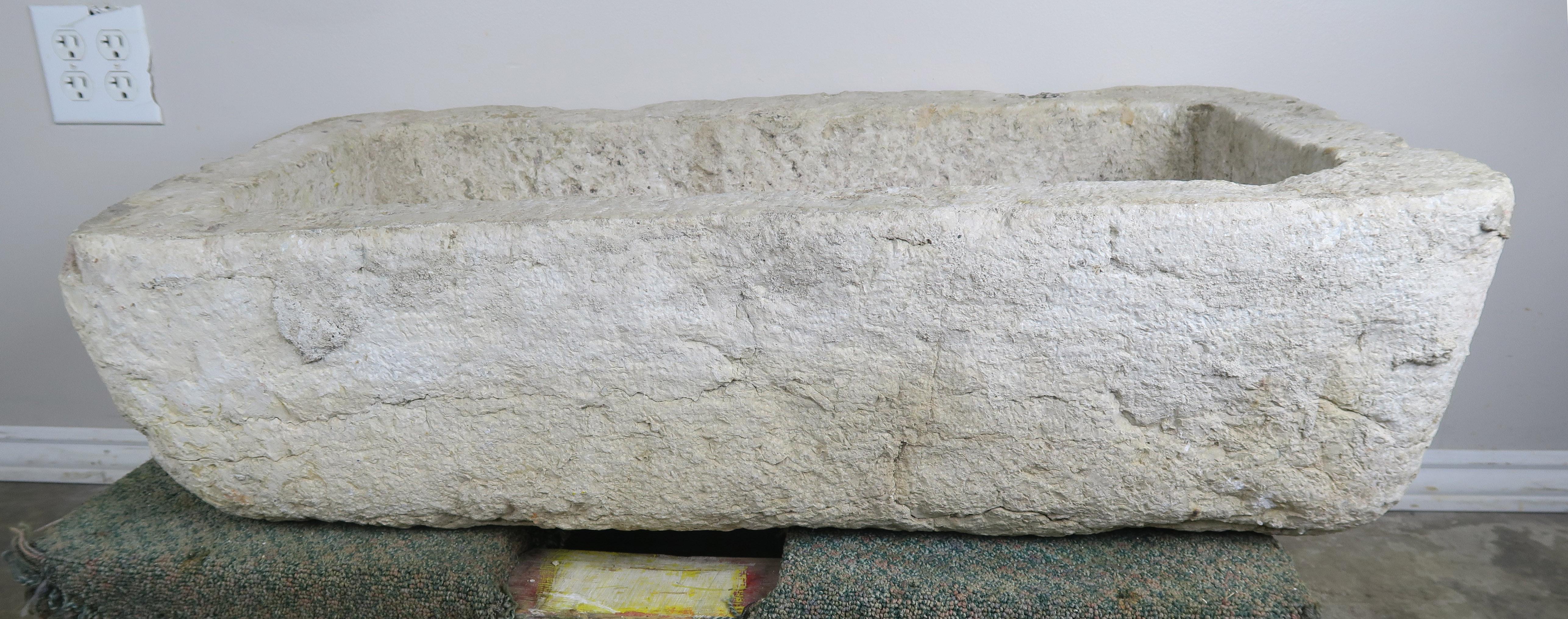 Hand Carved 19th Century French Limestone Sink 5