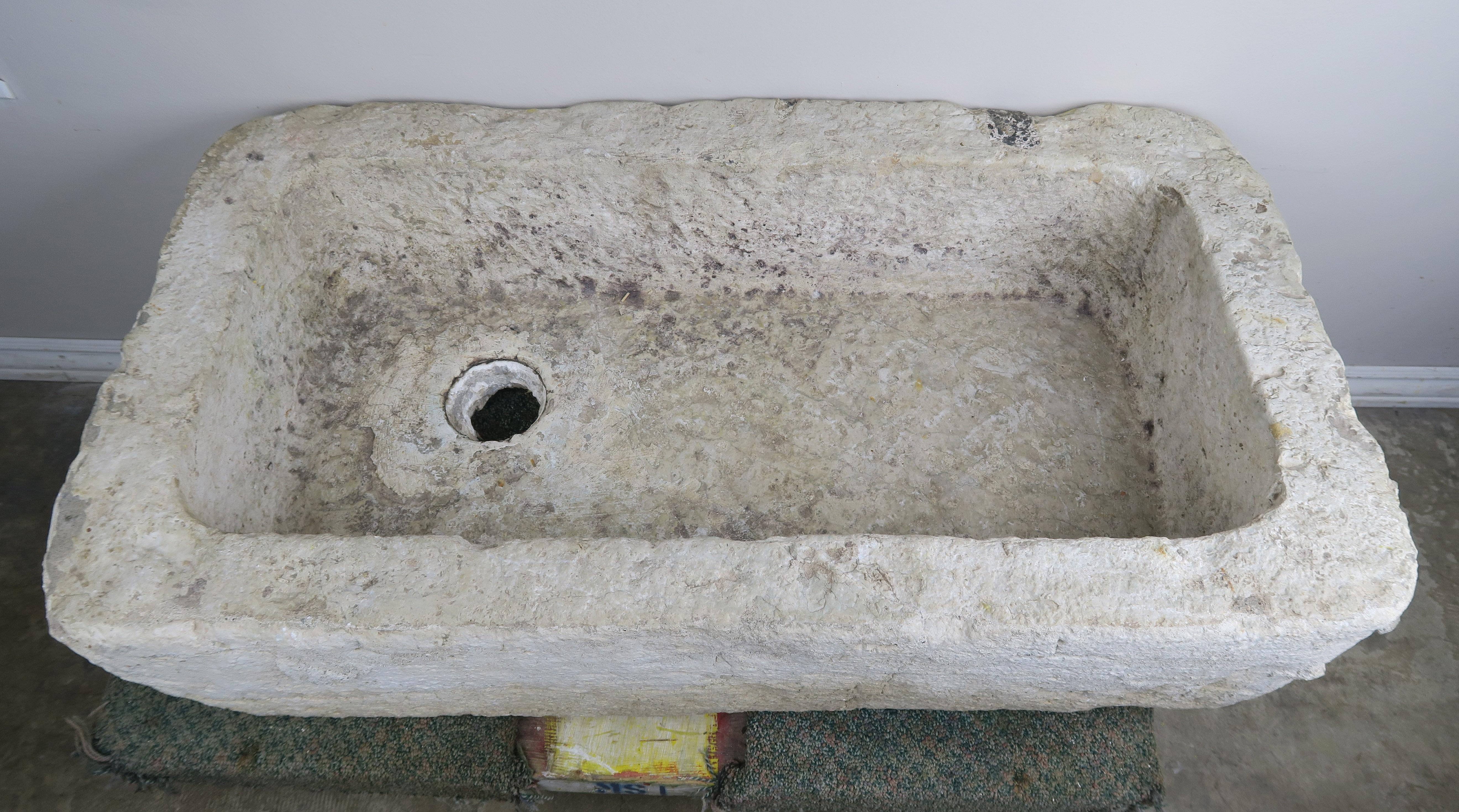 Hand Carved 19th Century French Limestone Sink 3