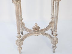 Hand-Carved 19th Century French Occasional Table with Round Carrara Marble Top