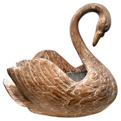 Antique Hand Carved 19th Century Swan Jardiniere or Cachepot
