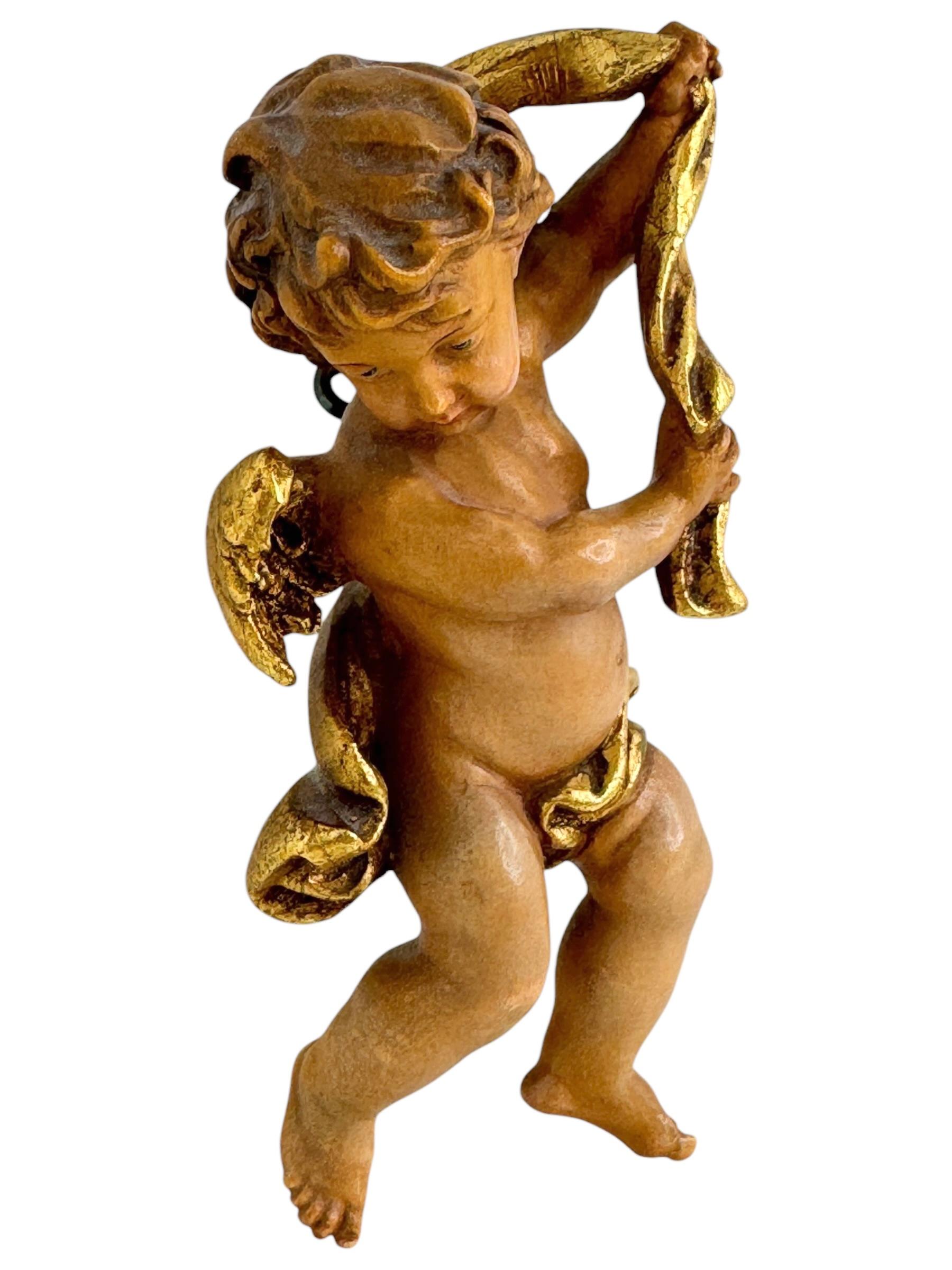 Handgeschnitzter hölzerner Cherub-Engel Anri aus dem 20. Jahrhundert, Vintage, Italien (Italienisch) im Angebot
