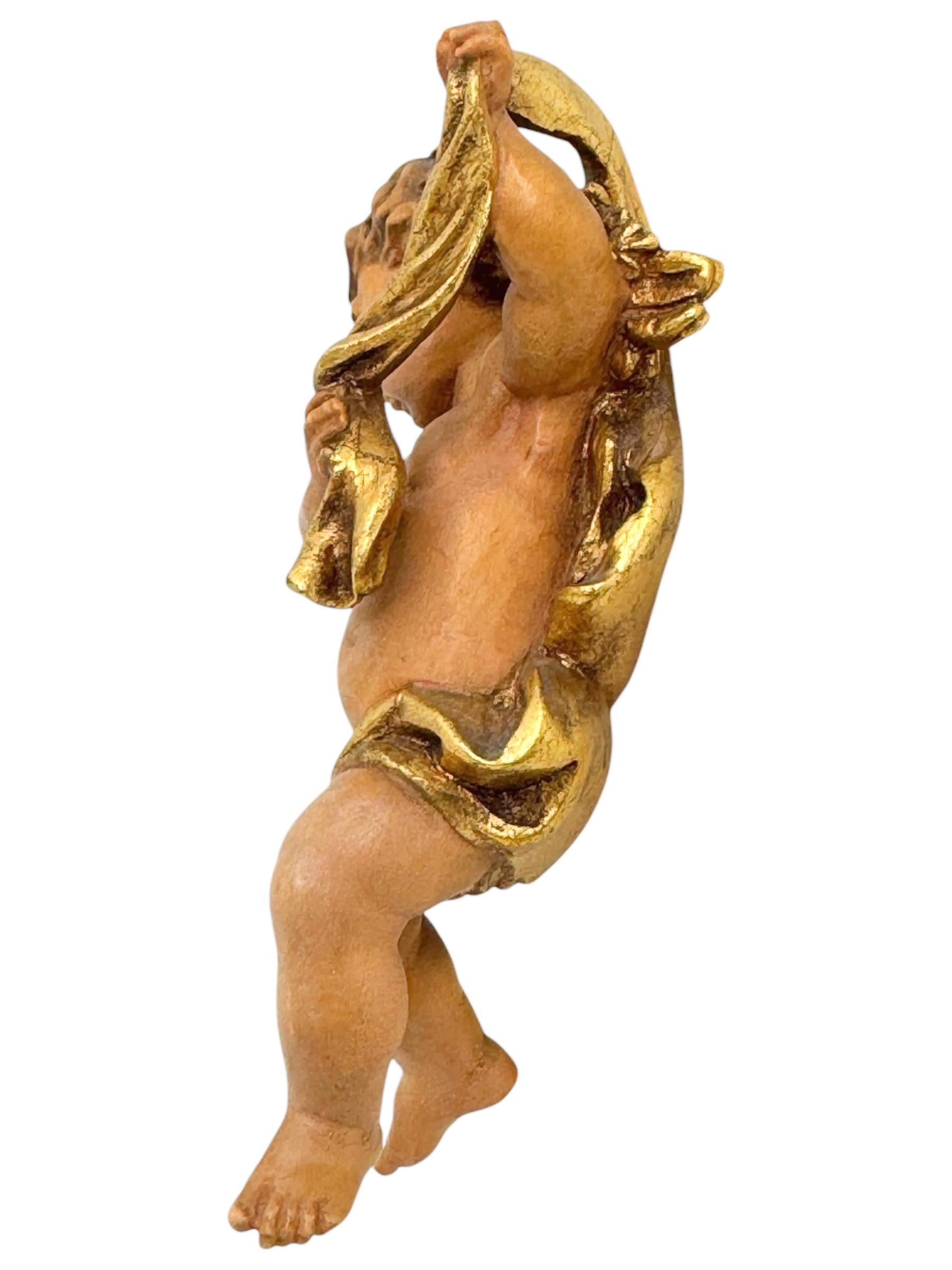 Handgeschnitzter hölzerner Cherub-Engel Anri aus dem 20. Jahrhundert, Vintage, Italien (Mitte des 20. Jahrhunderts) im Angebot