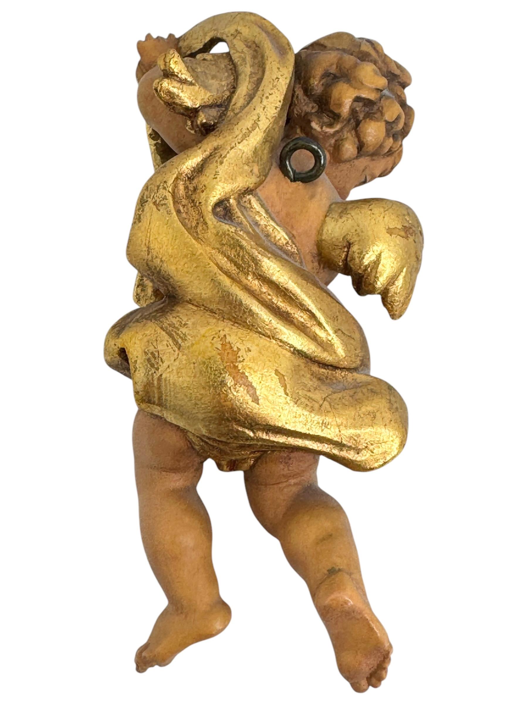 Handgeschnitzter hölzerner Cherub-Engel Anri aus dem 20. Jahrhundert, Vintage, Italien im Angebot 1