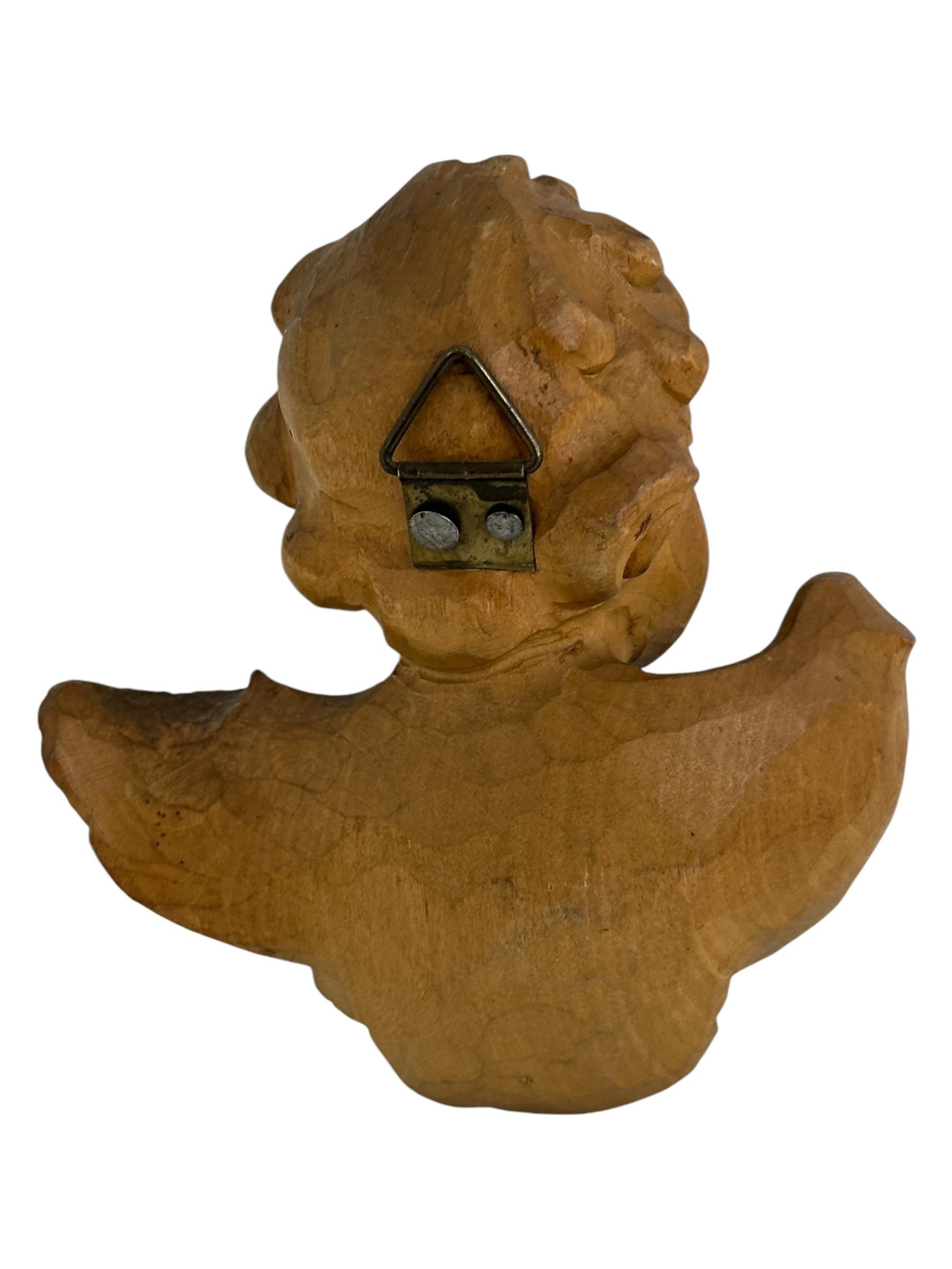 Handgeschnitzter hölzerner Cherub-Engelkopf aus dem 20. Jahrhundert, Vintage, Deutsch im Zustand „Gut“ im Angebot in Nuernberg, DE