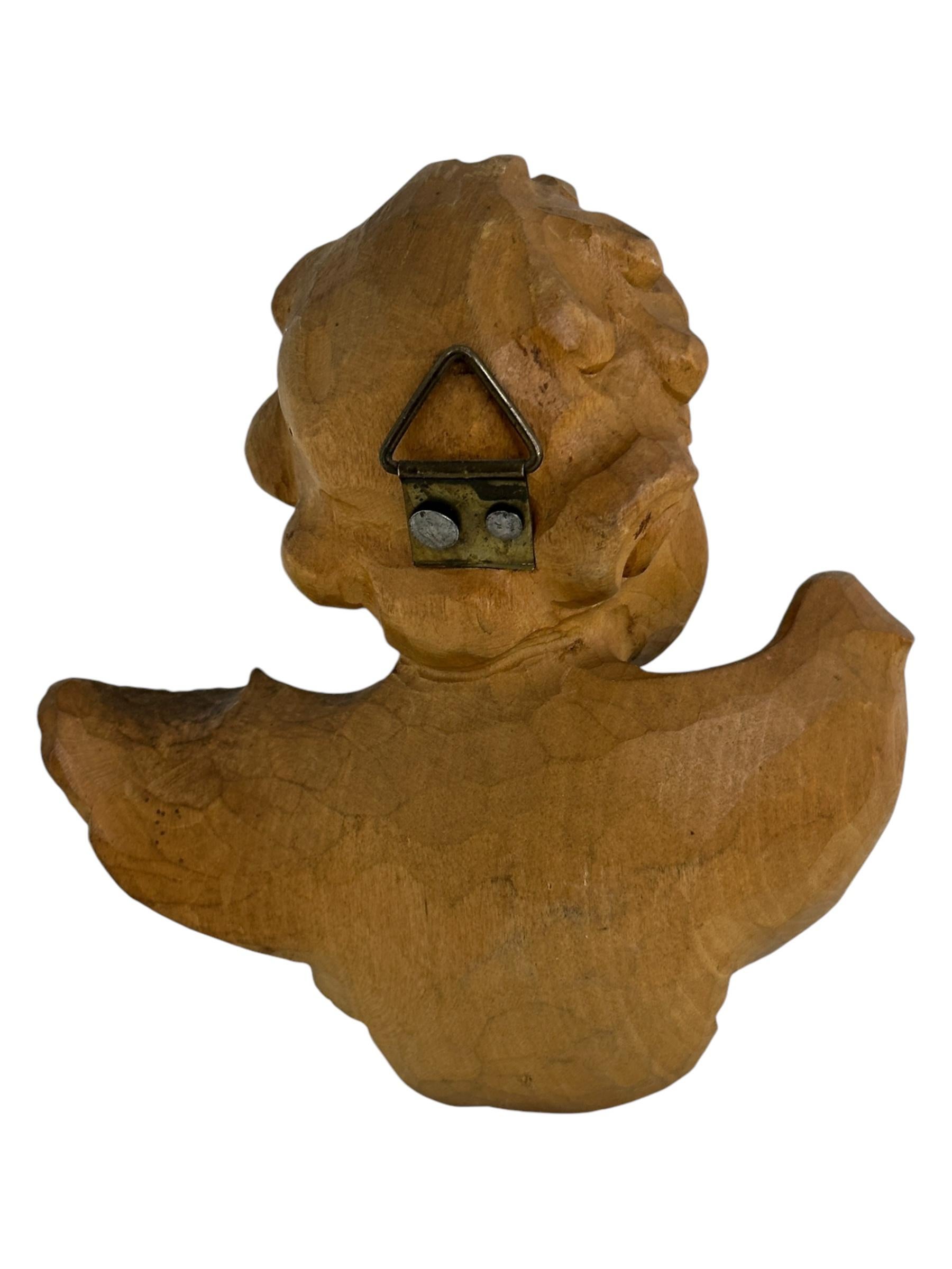 Handgeschnitzter hölzerner Cherub-Engelkopf aus dem 20. Jahrhundert, Vintage, Deutsch (Mitte des 20. Jahrhunderts) im Angebot