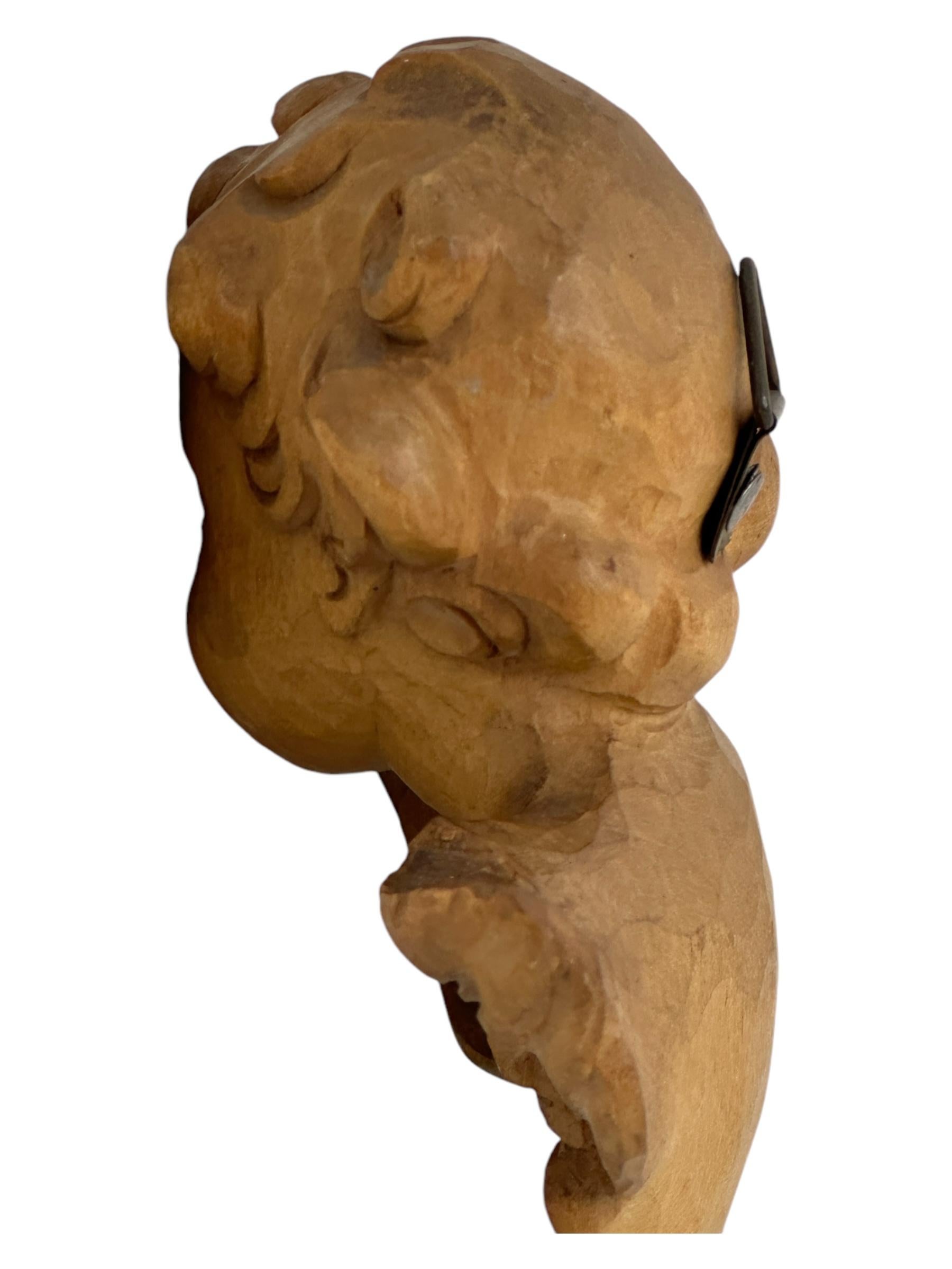Handgeschnitzter hölzerner Cherub-Engelkopf aus dem 20. Jahrhundert, Vintage, Deutsch im Angebot 2