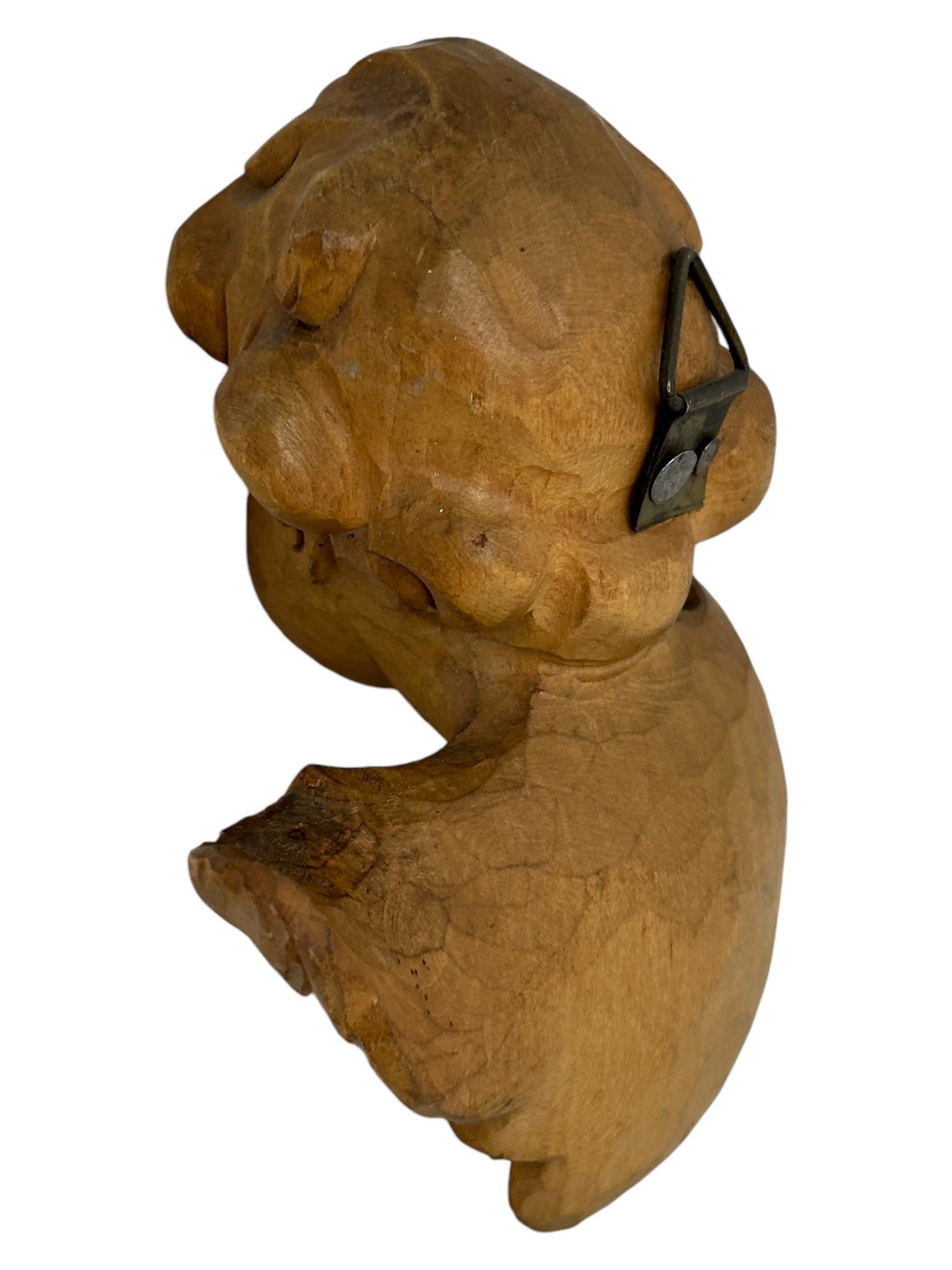 Handgeschnitzter hölzerner Cherub-Engelkopf aus dem 20. Jahrhundert, Vintage, Deutsch im Angebot 3