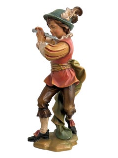 Hand Carved 20th Century Wooden Musician Figure by ANRI, Italy