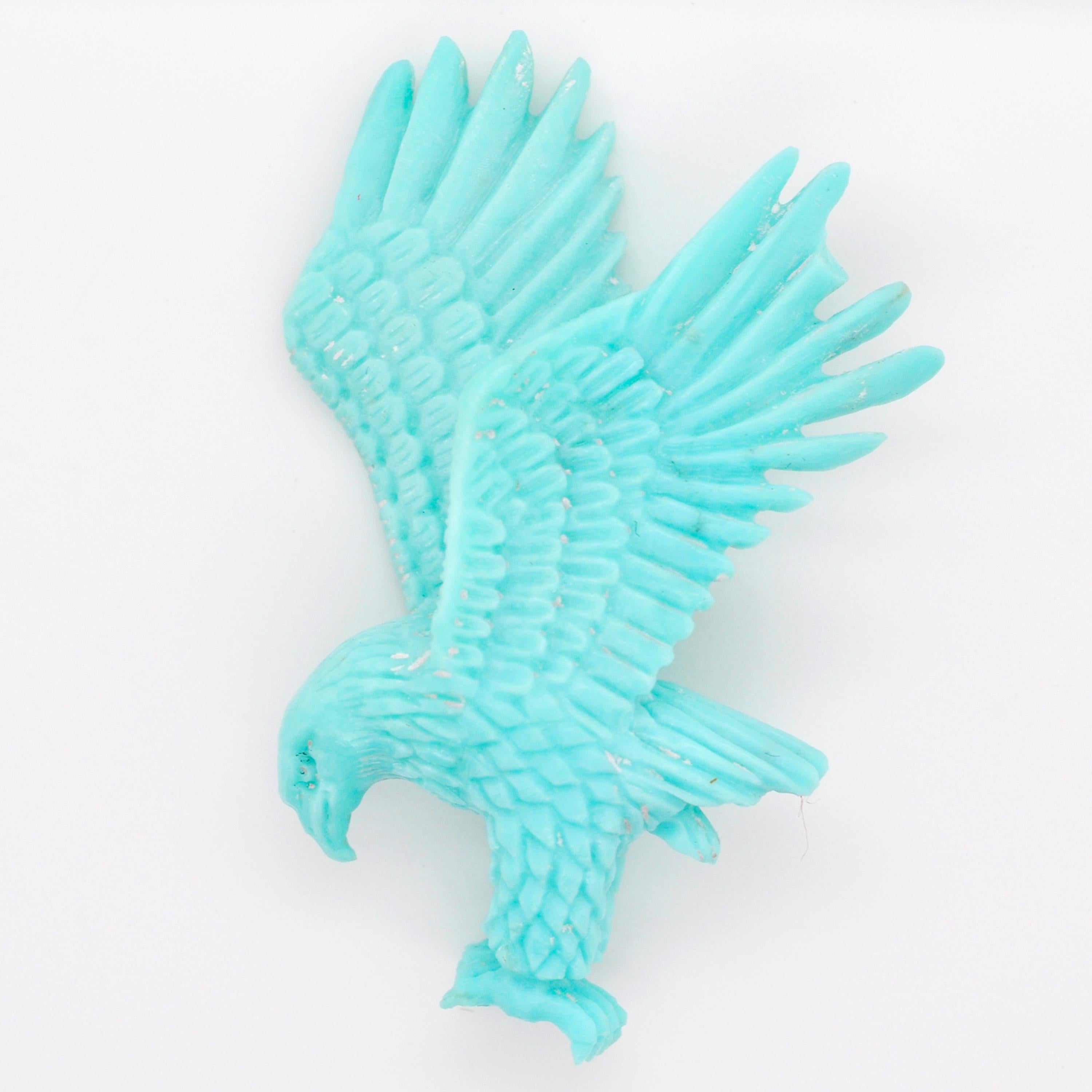 Contemporary Hand Carved 29.14 Carats Natural Arizona Turquoise Eagle Loose Gemstone Pendant For Sale