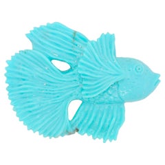 Poisson en turquoise d'Arizona sculptée à la main 42,23 carats pierres précieuses en vrac