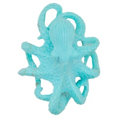 Antique Hand Carved 31.81 Carat Natural Arizona Turquoise Octopus Carving Pendant Brooch