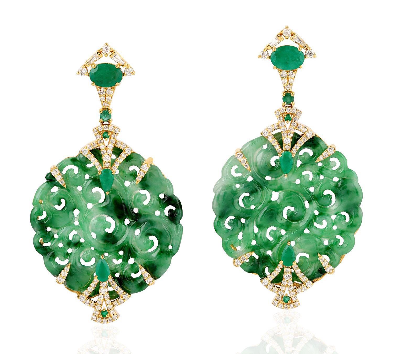 carved emerald earrings