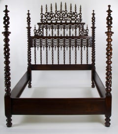 Hand Carved 4-Poster Indo-Portuguese Style Bed