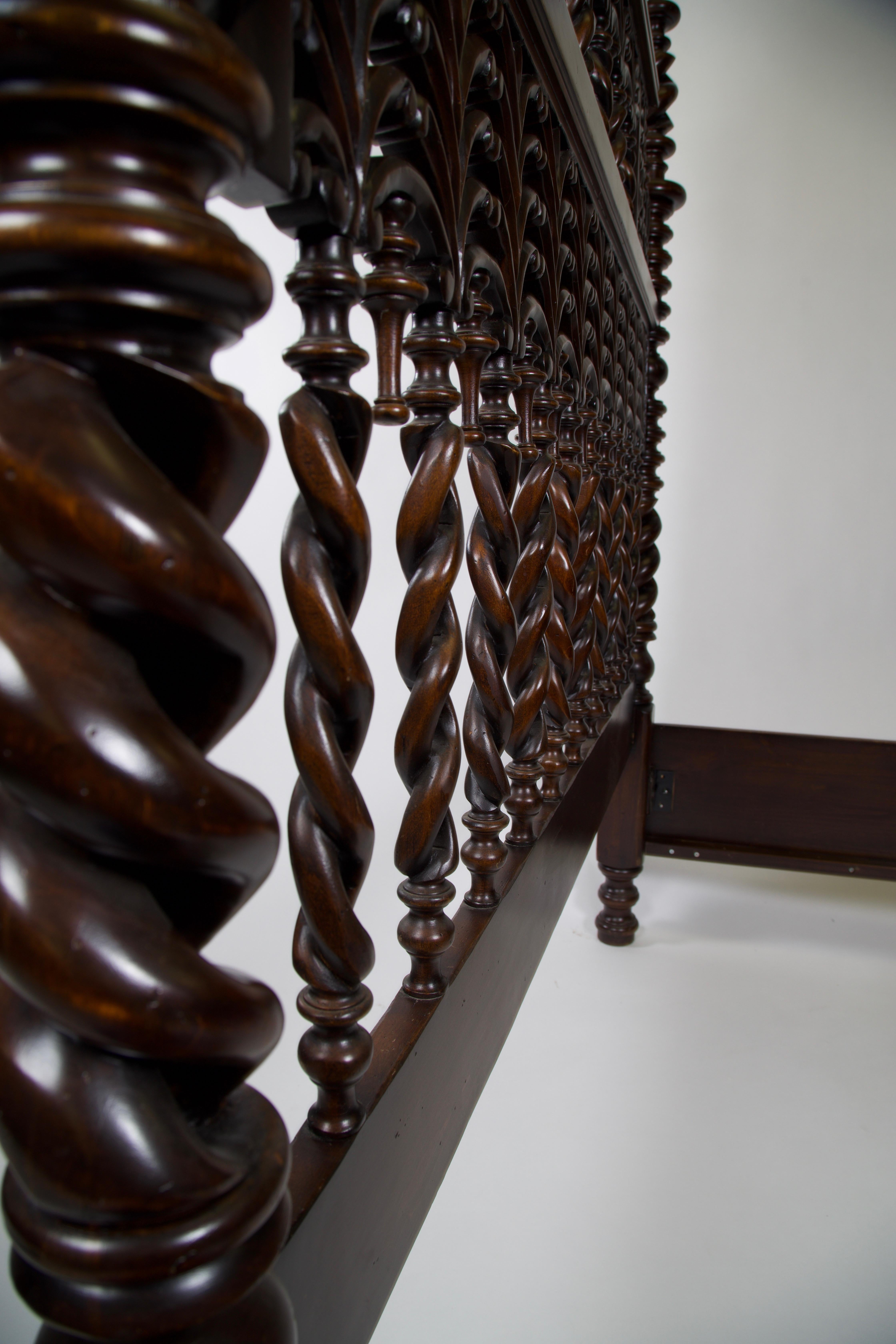 American Hand Carved 4-Poster Indo-Portuguese Style Bed