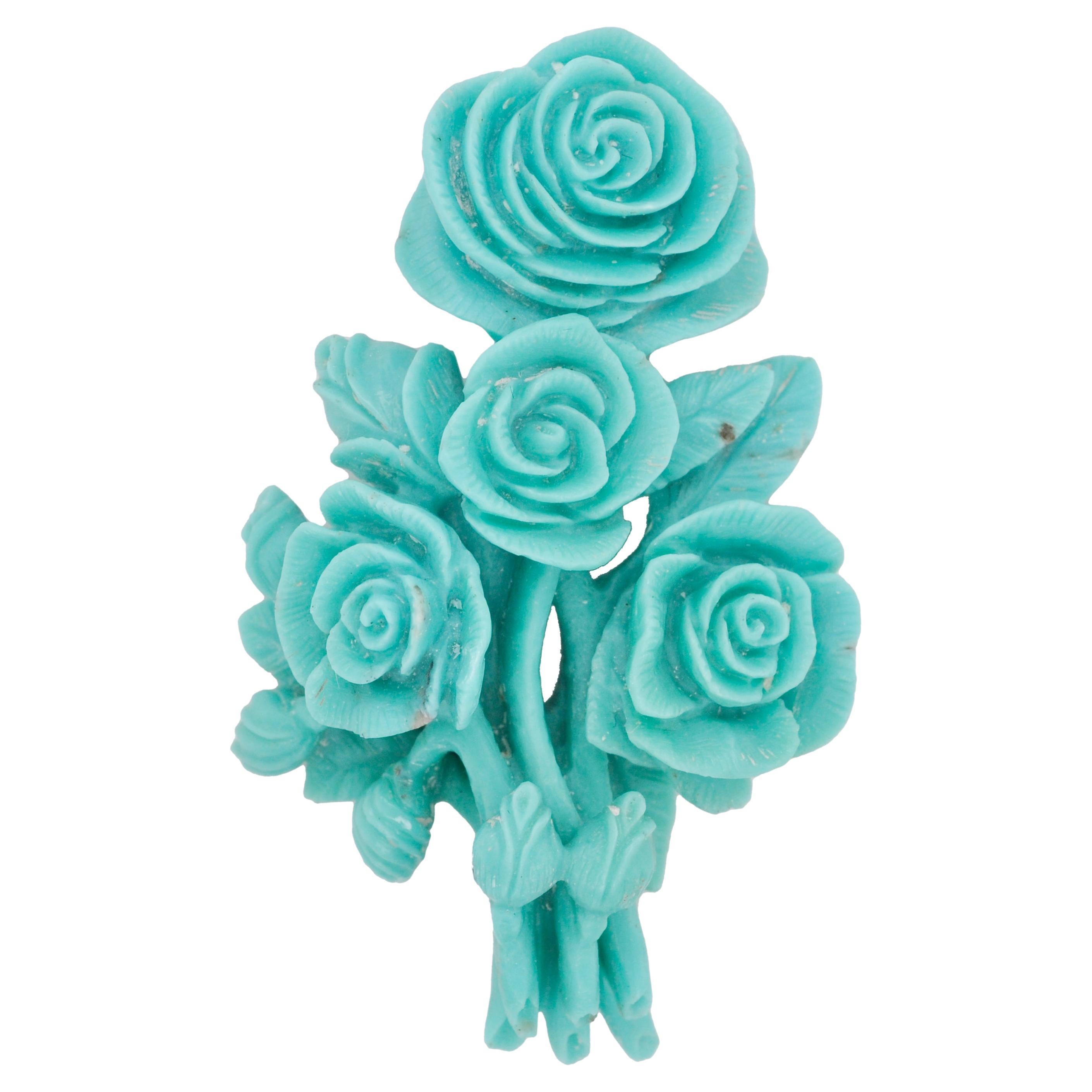 Hand-Carved 54.41 Carats Natural Arizona Turquoise Bouquet Loose Gemstone
