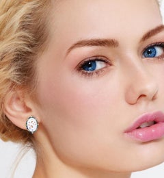 Hand Carved 8.0 Carat Jade Diamond Stud Earrings