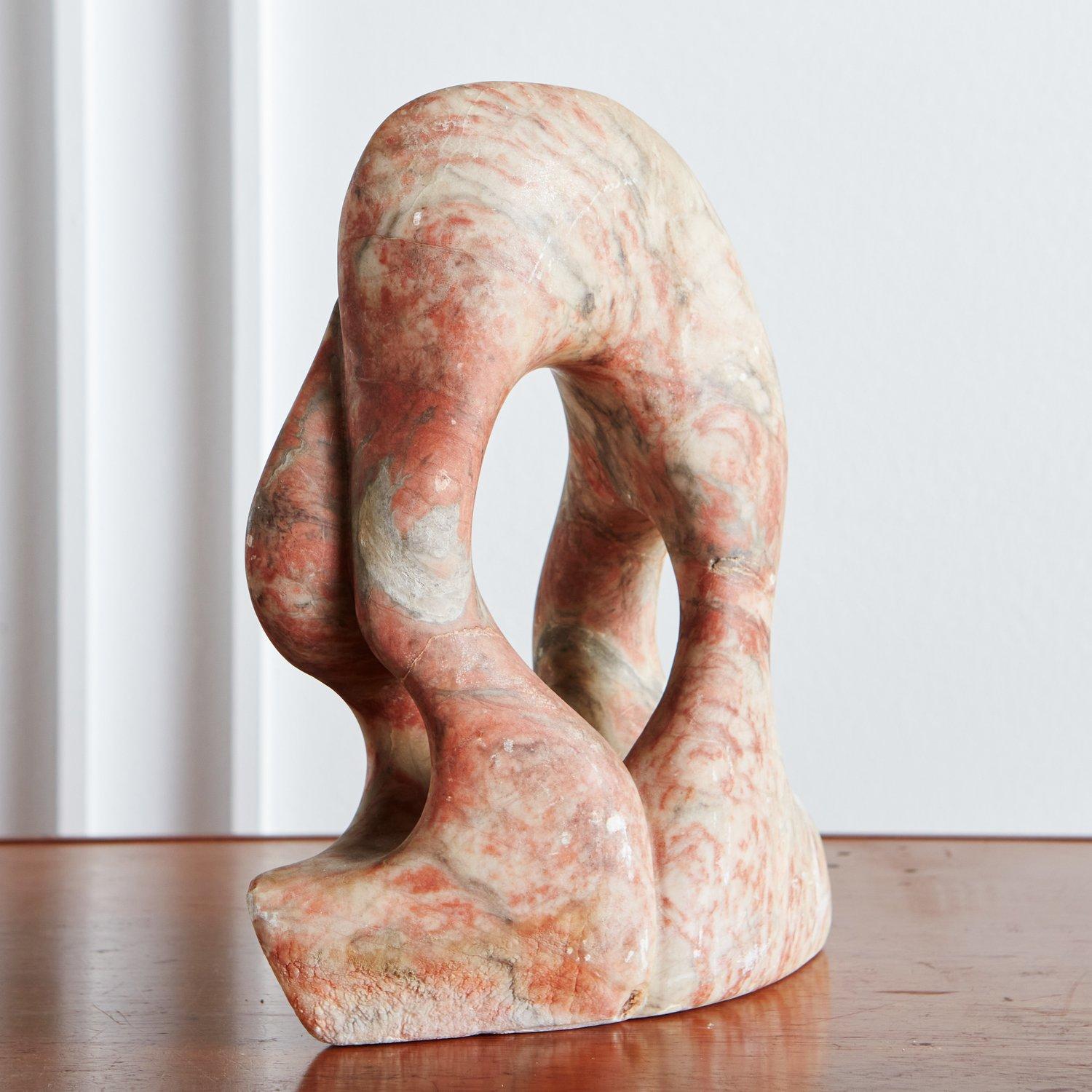 Hand Carved Abstract Coral Marble Sculpture, 20th Century 1