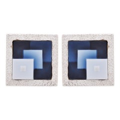 Hand-Carved Abstract Design Square Agate Cameo 925 Sterling Silver Cufflinks