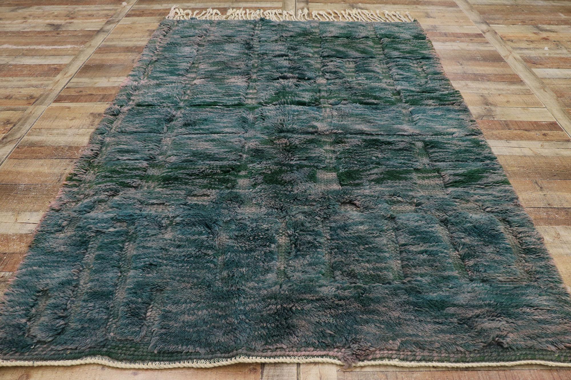 Wool Hand-Carved Abstract Moroccan Rug, Opaque Gouache Meets Earth-Tone Elegance For Sale