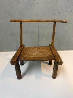 Chaise tribale africaine baoulé sculptée à la main, Côte d'Ivoire, début du 20e siècle