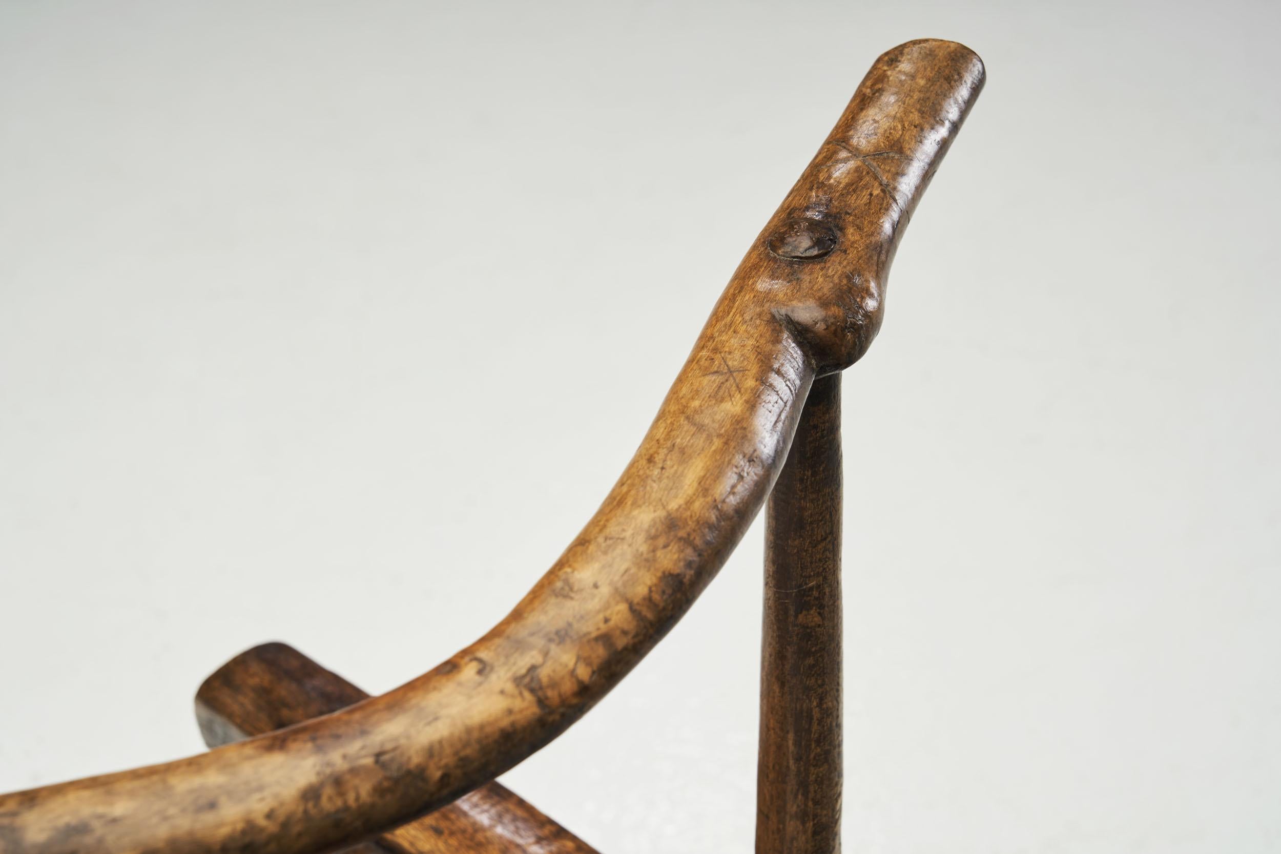 Hand Carved African Baule Tribal Chairs, Ivory Coast, Early 20th century For Sale 9