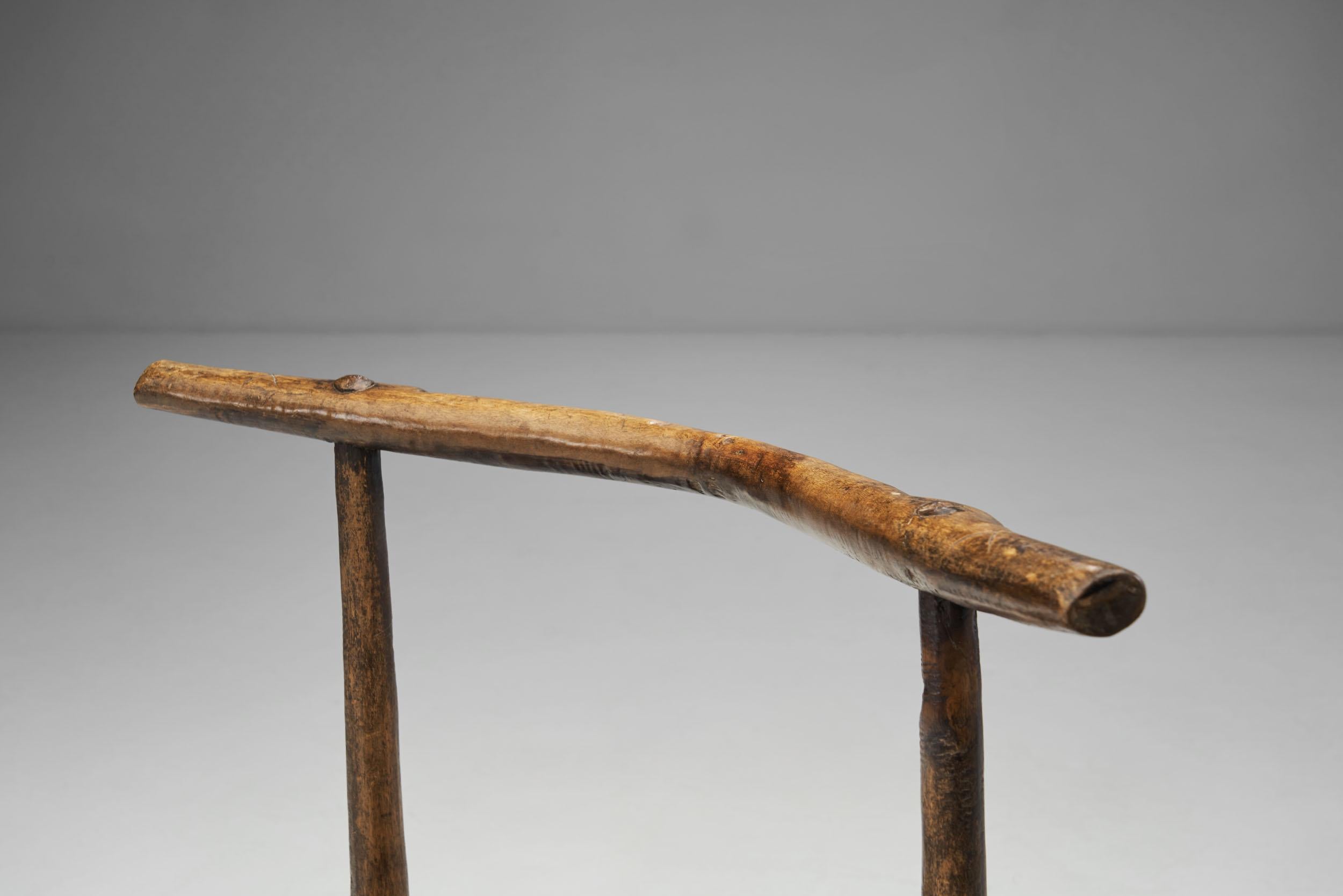 Hand-Carved Hand Carved African Baule Tribal Chairs, Ivory Coast, Early 20th century For Sale