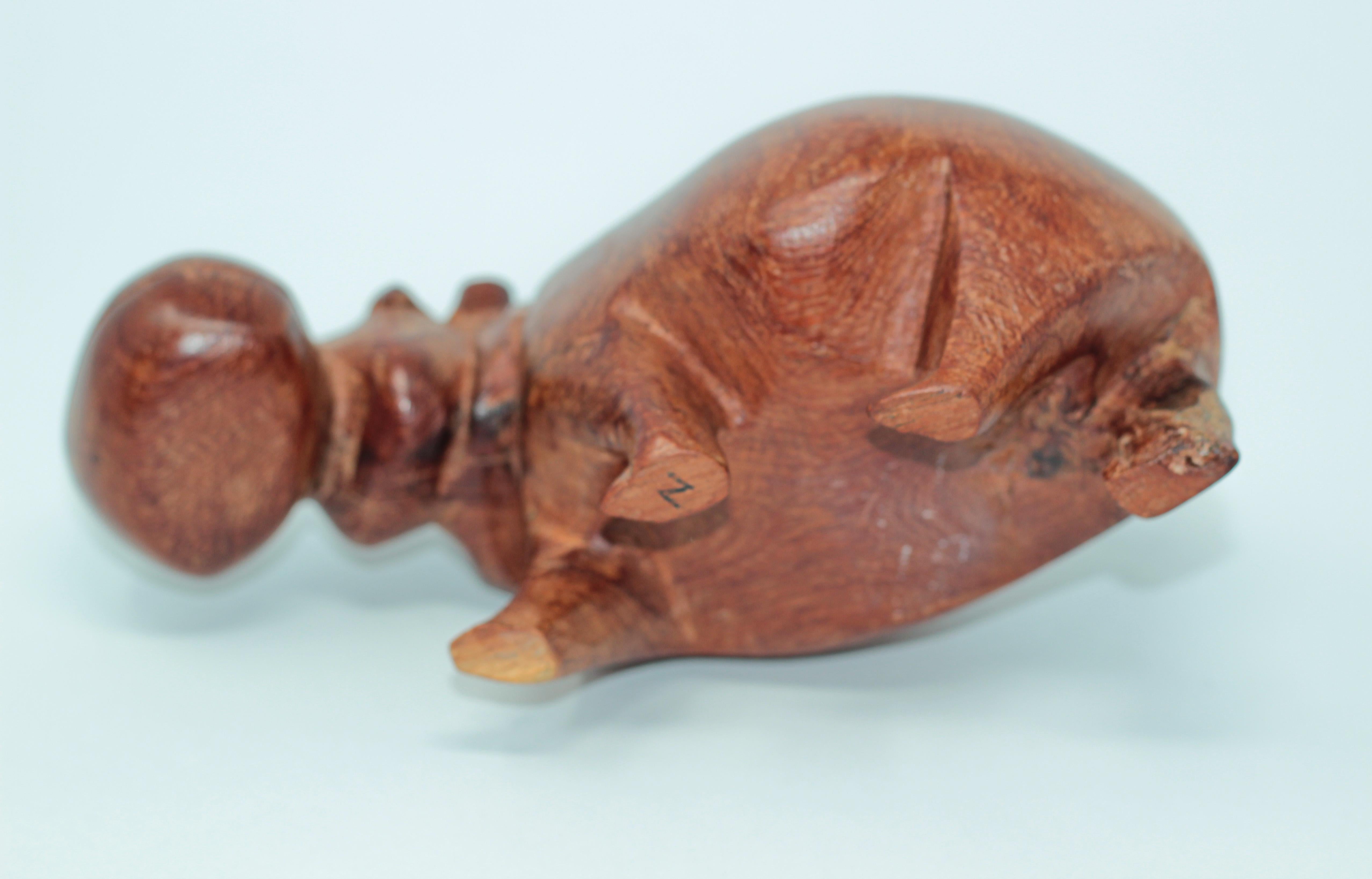 Teak Hand Carved African Hippopotamus Wooden Sculpture