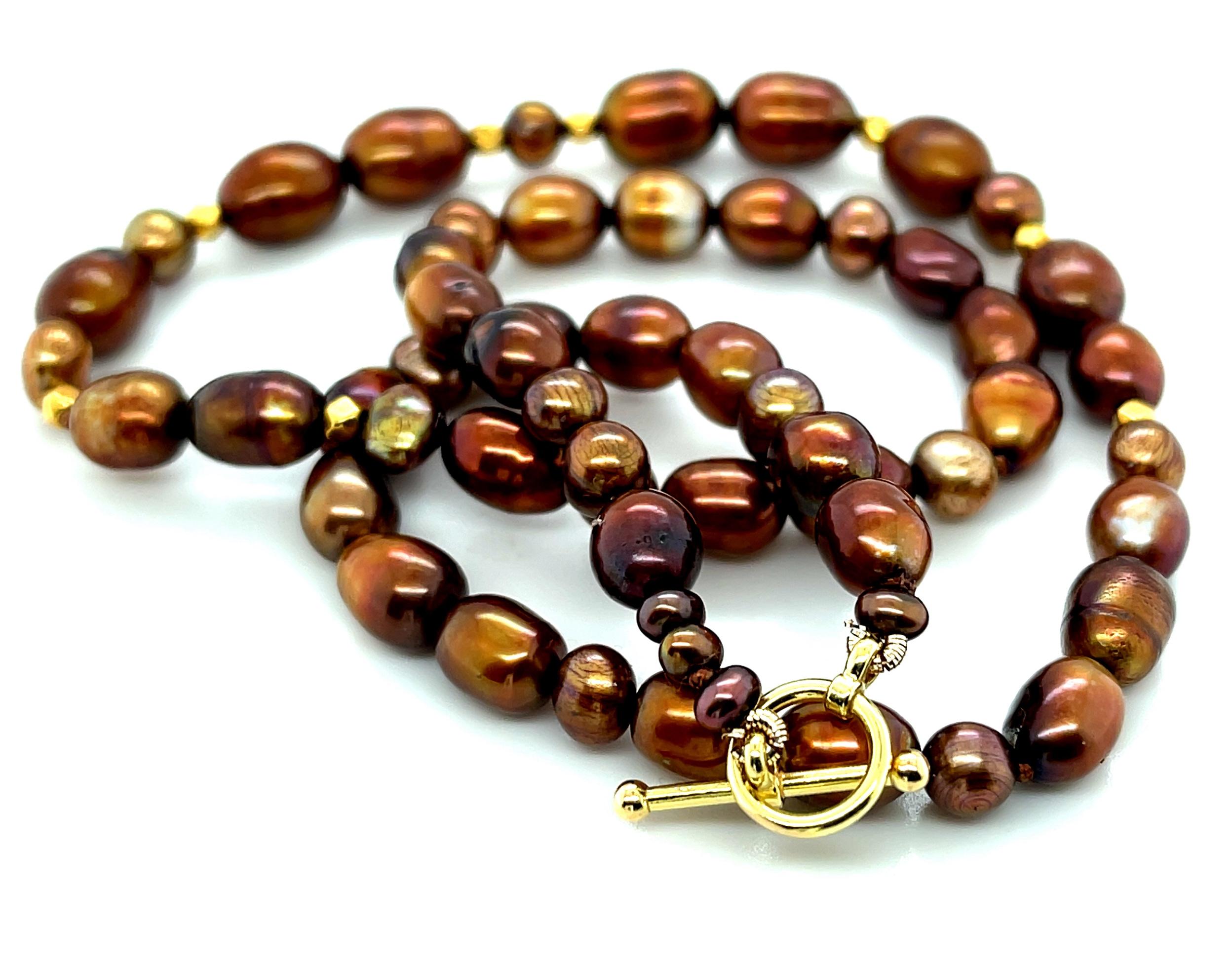 Bead Hand Carved Agate Flower Enhancer and Coffee Colored Freshwater Pearl Necklace  For Sale