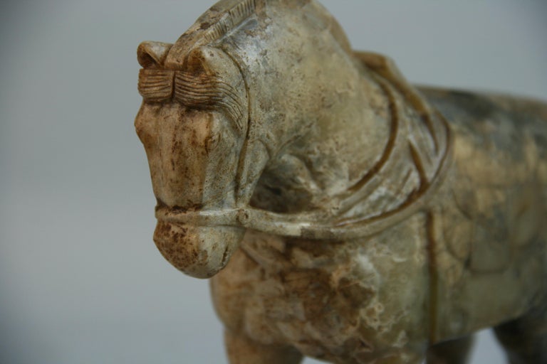 Mid-20th Century Hand Carved Agate Horse Sculpture For Sale
