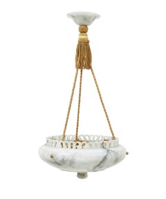 Hand carved alabaster Art Deco ceiling light