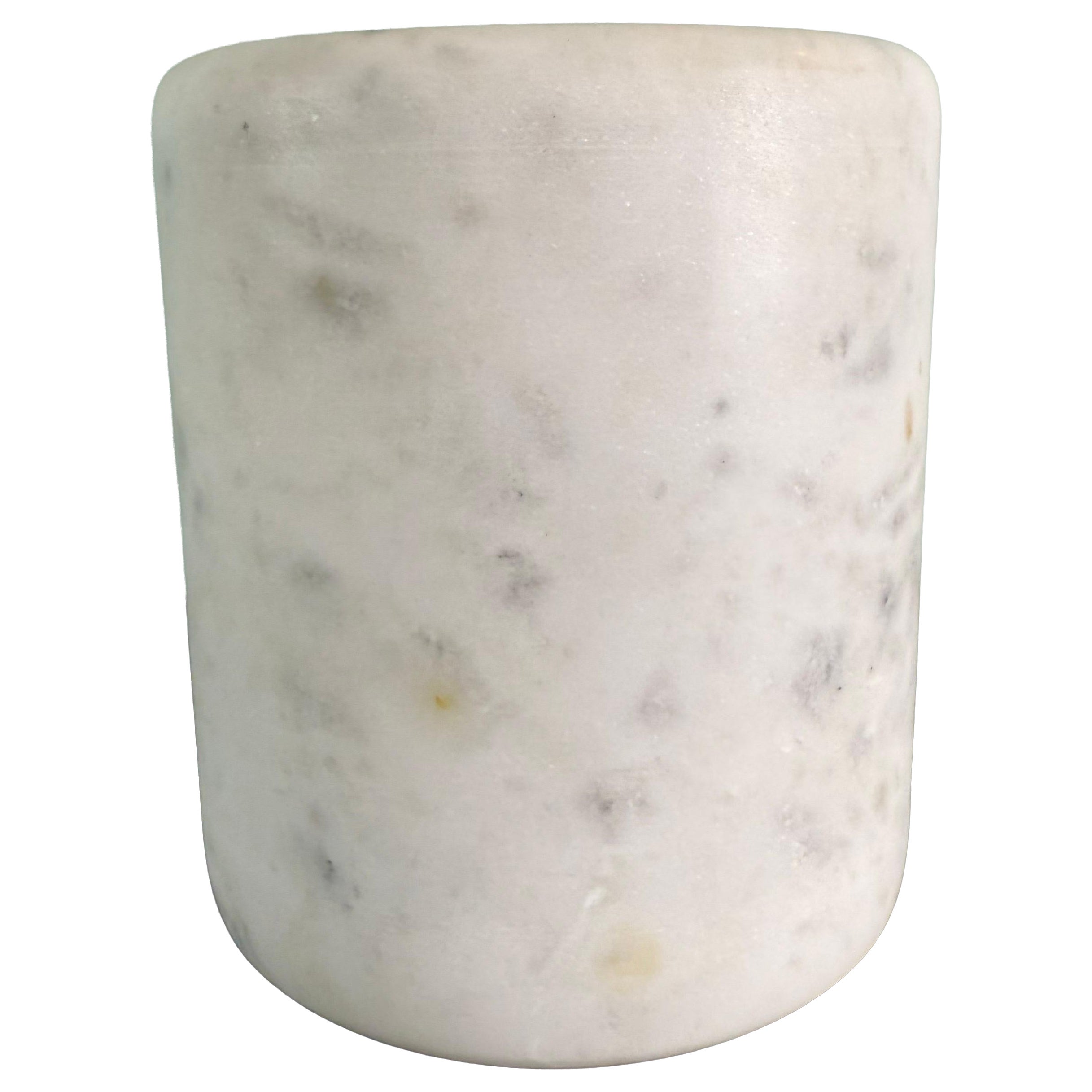 Hand-Carved Alabaster Cylinder Vessel / Urn with Soft Veining For Sale
