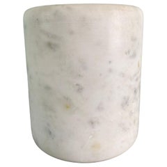 Hand-Carved Alabaster Cylinder Vessel / Urn with Soft Veining