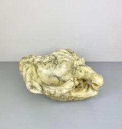 Escultura de centro de mesa Caballo de alabastro tallado a mano, Italia, años 70