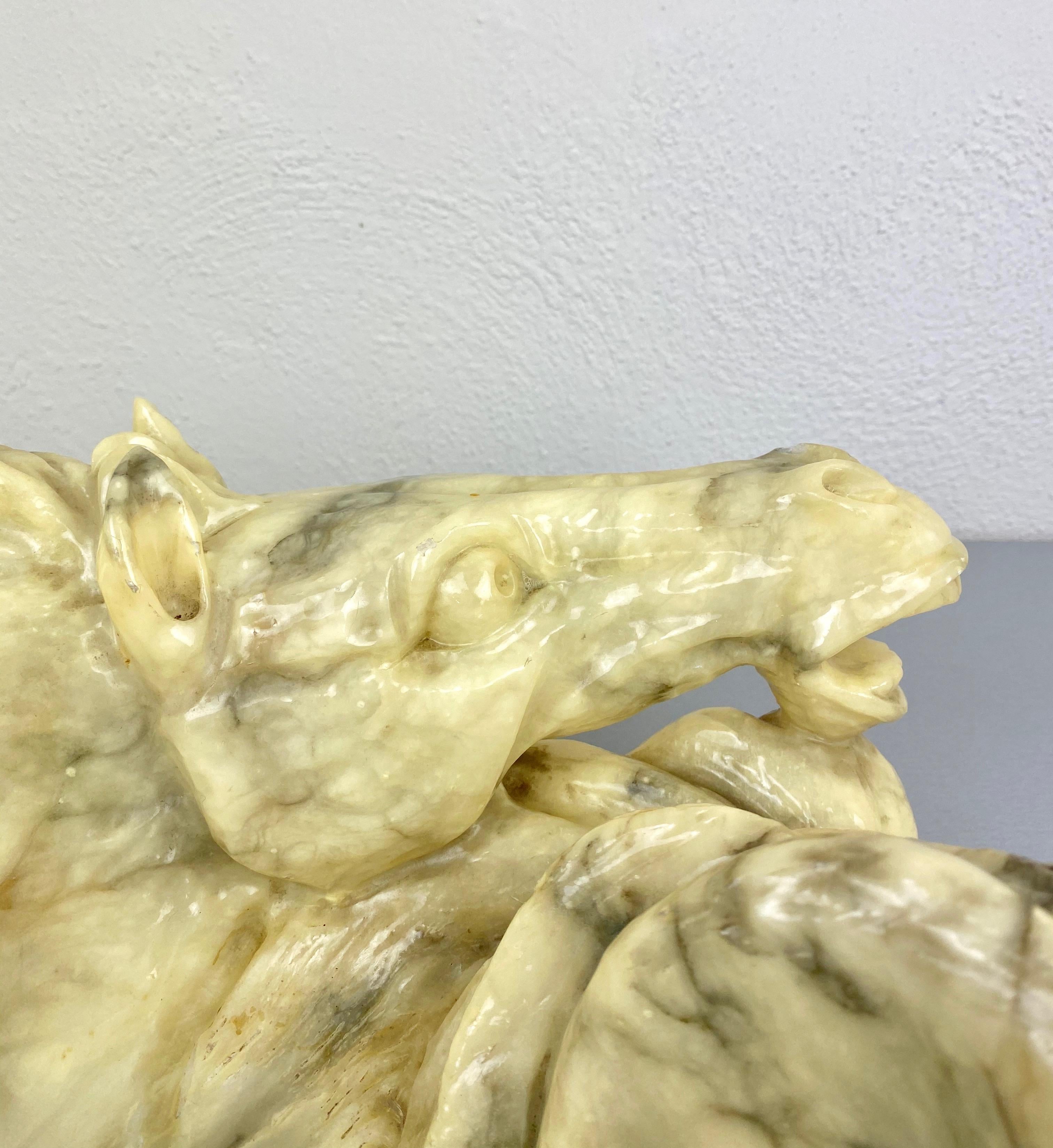 Hand Carved Alabaster Horse Centrepiece Sculpture, Italy, 1970s For Sale 3
